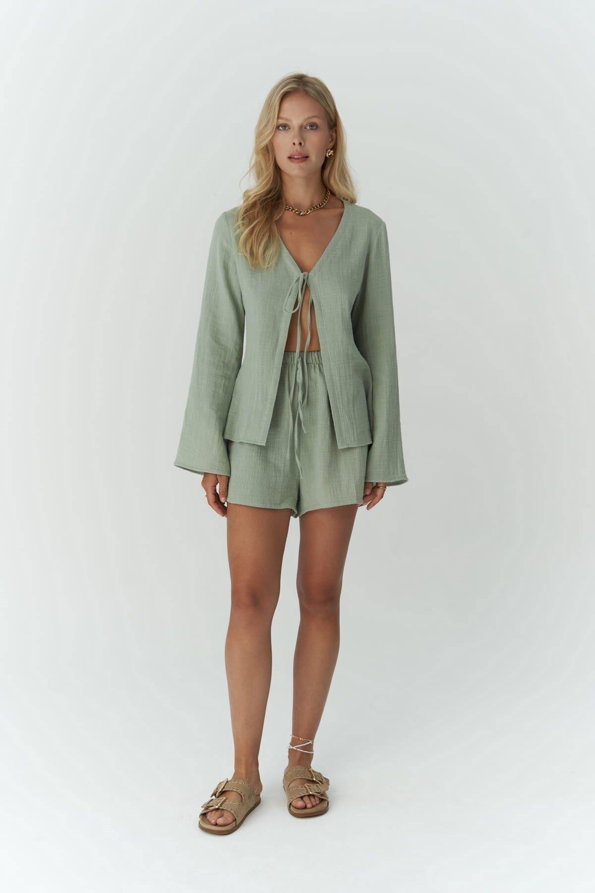 Ferriday Light Green Shirt&Shorts Set