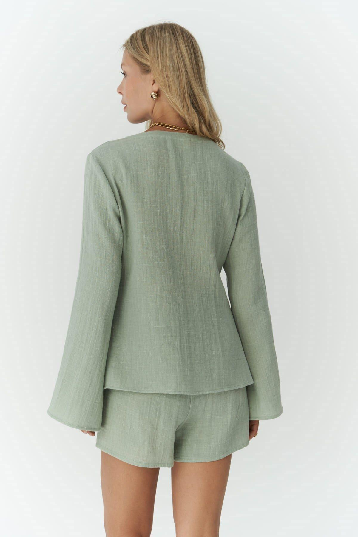 Ferriday Light Green Shirt&Shorts Set