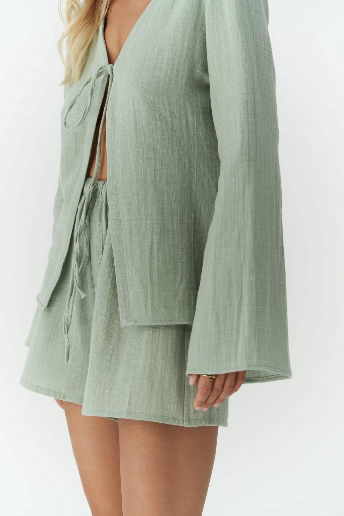 Ferriday Light Green Shirt&Shorts Set