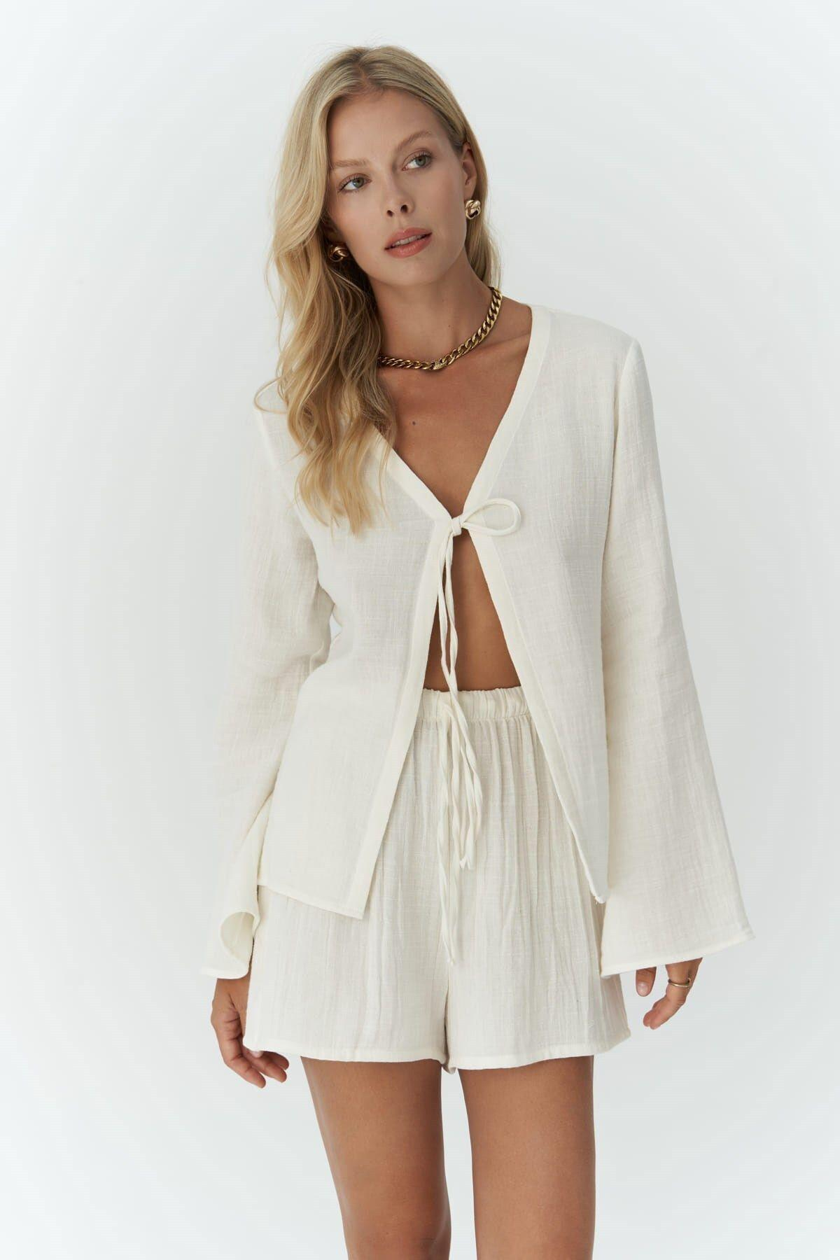 Ferriday Ekru Gömlek Şort Takım