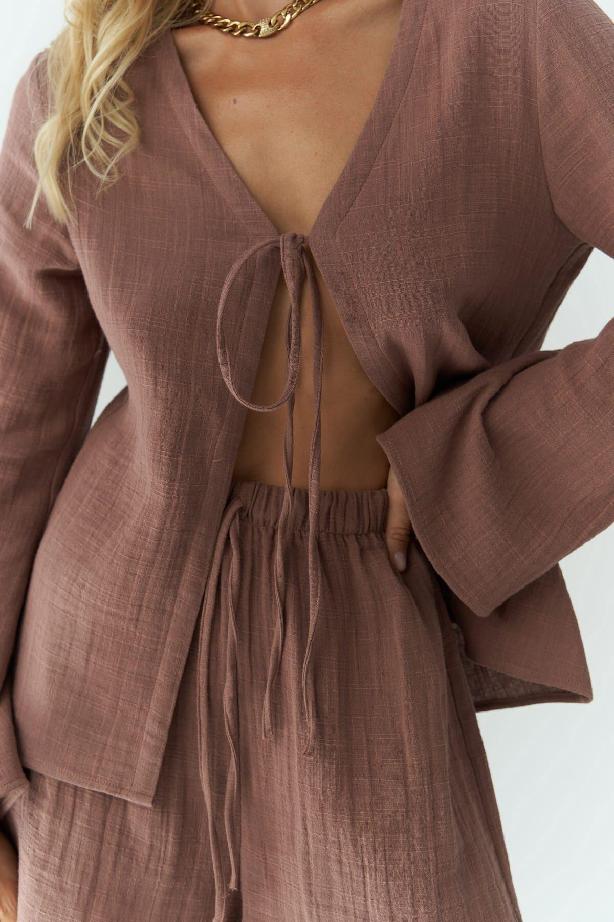 Ferriday Kahve Gömlek Şort Takım