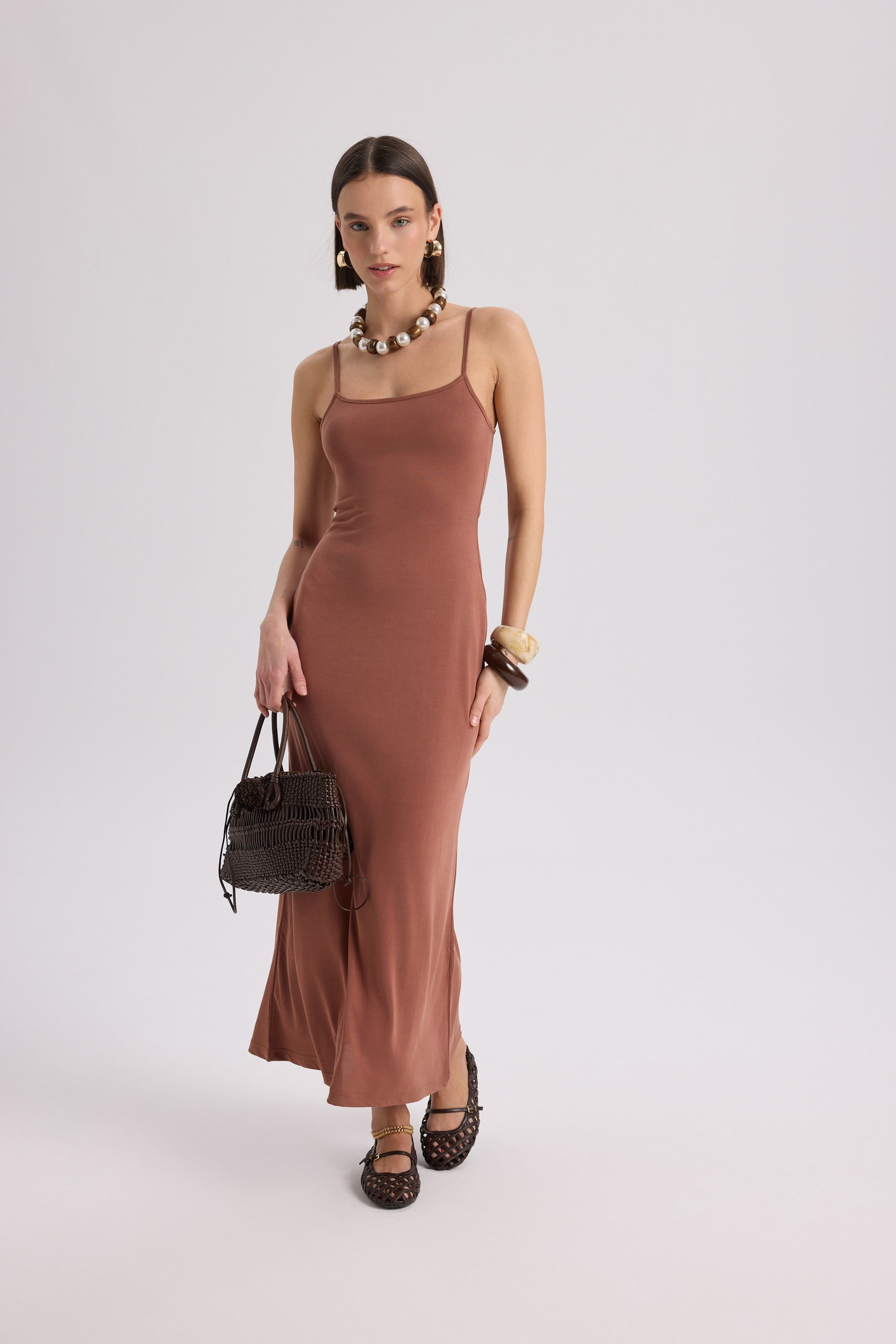 Ferry Brown Basic Dress
