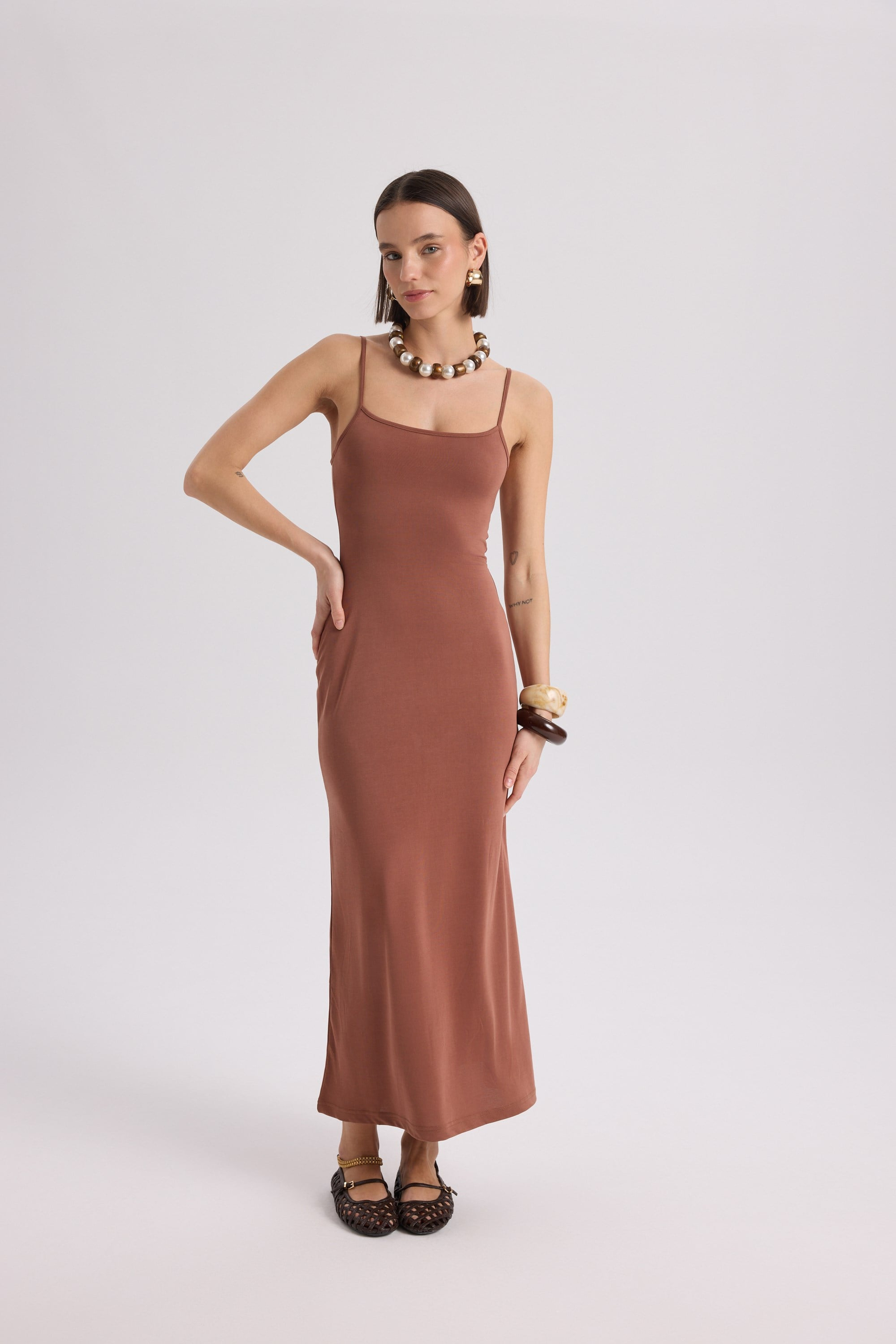 Ferry Brown Basic Dress