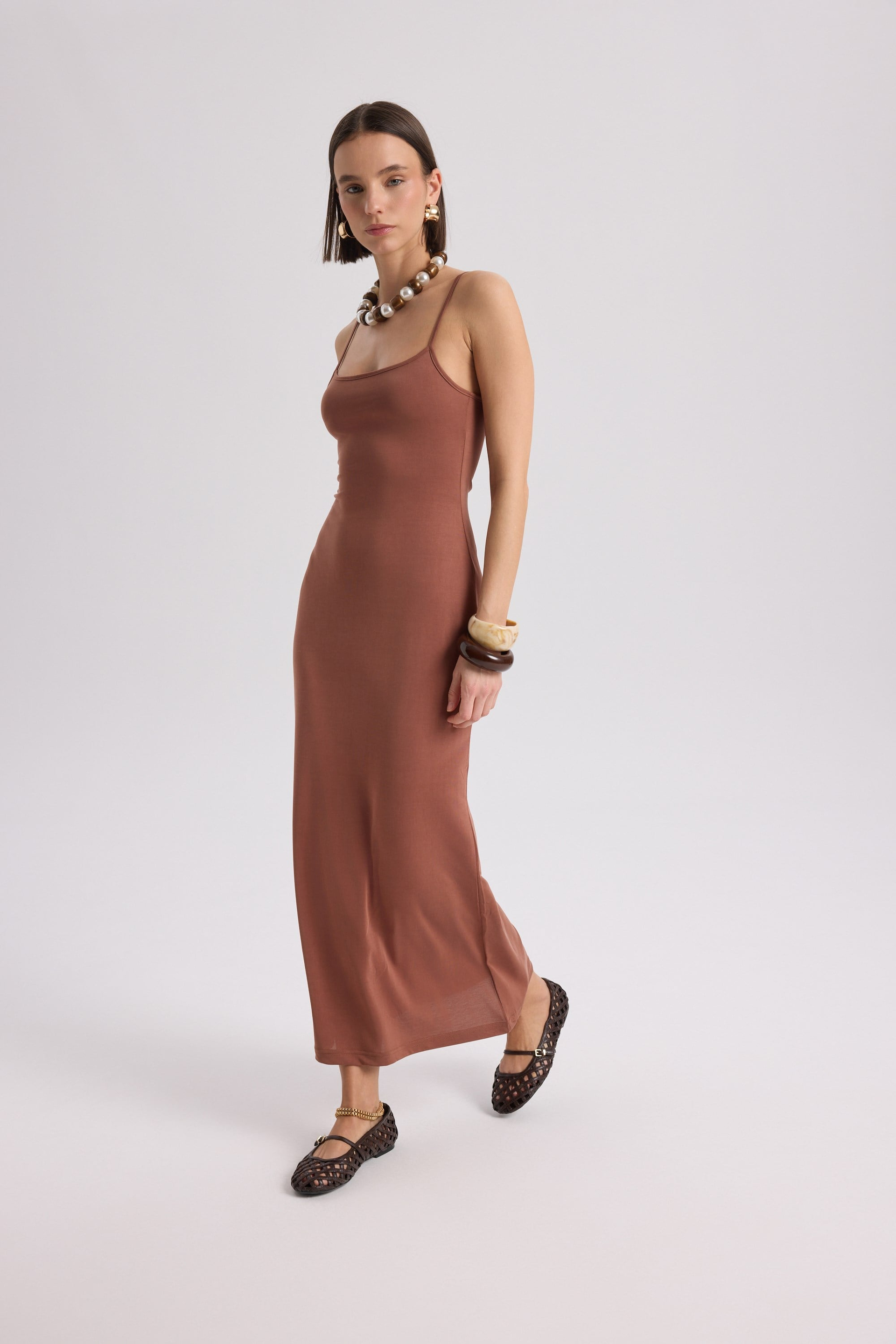 Ferry Brown Basic Dress