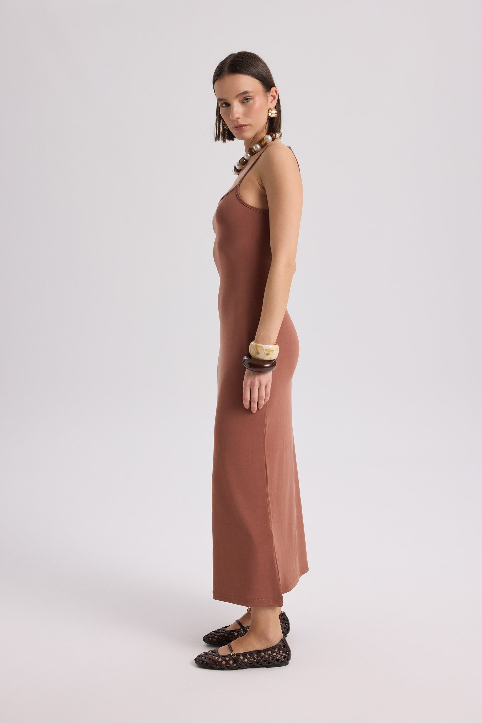 Ferry Brown Basic Dress
