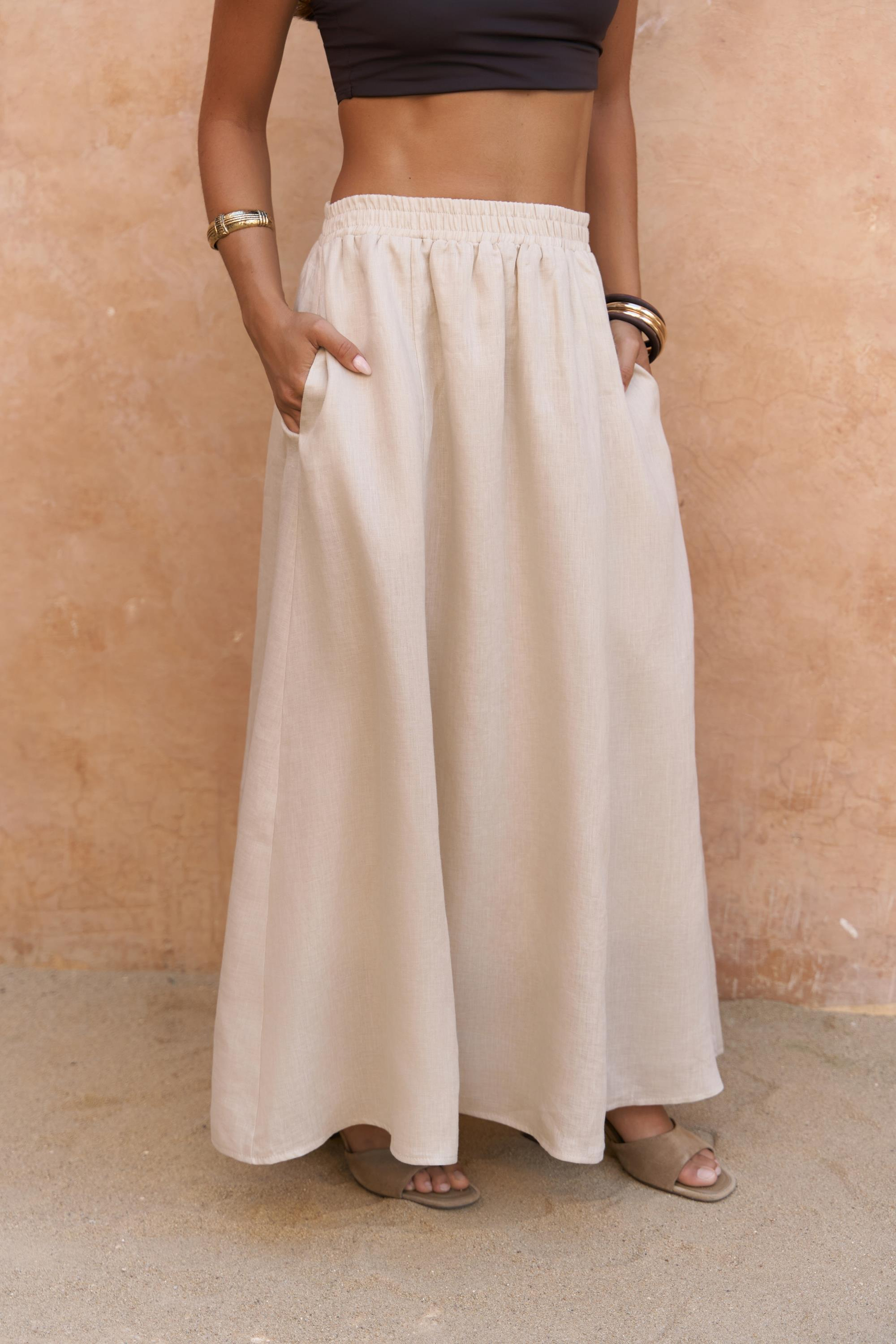 Fiametta Salaş Taş Keten Yelek Etek Takım