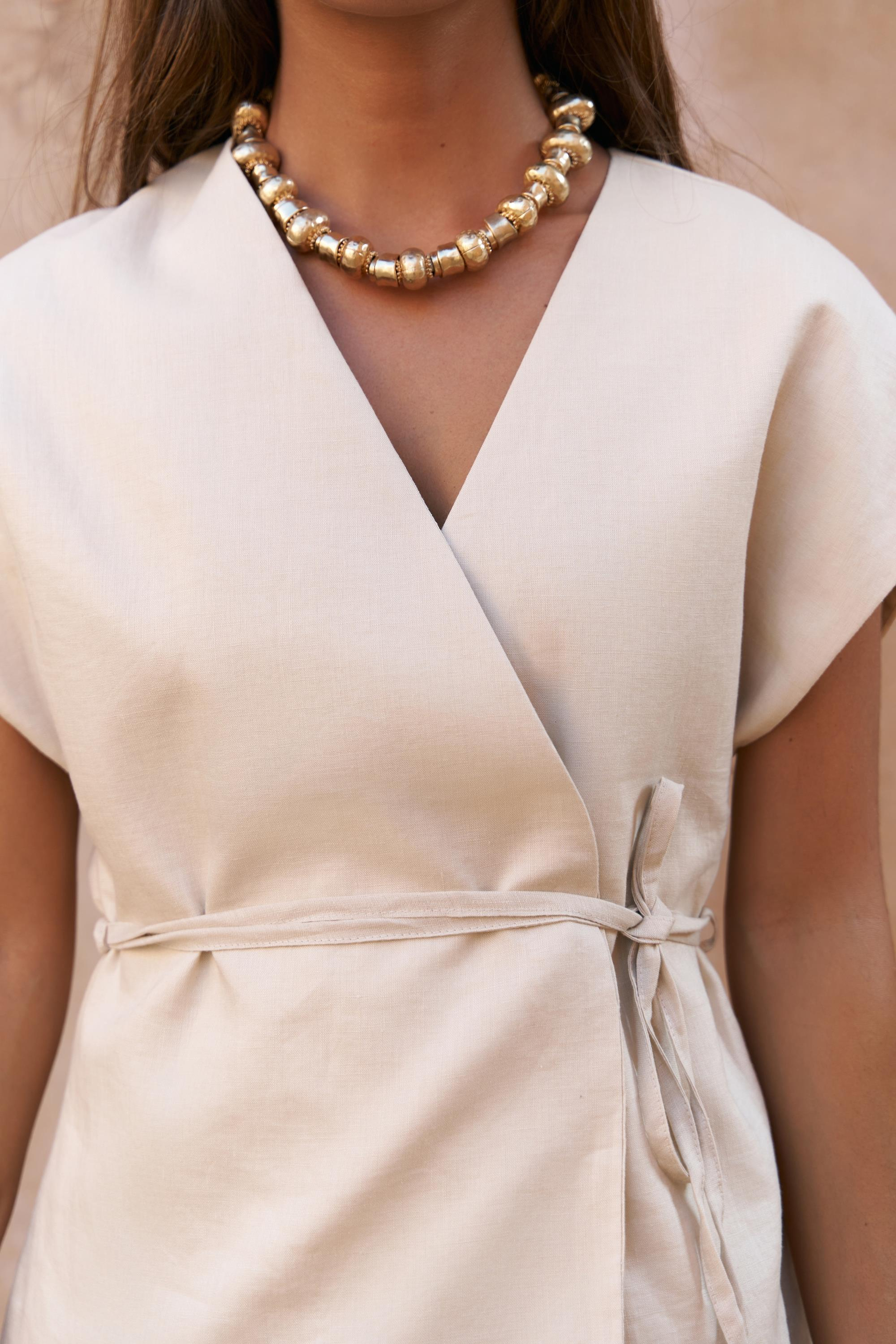 Fiametta Salaş Taş Keten Yelek Etek Takım