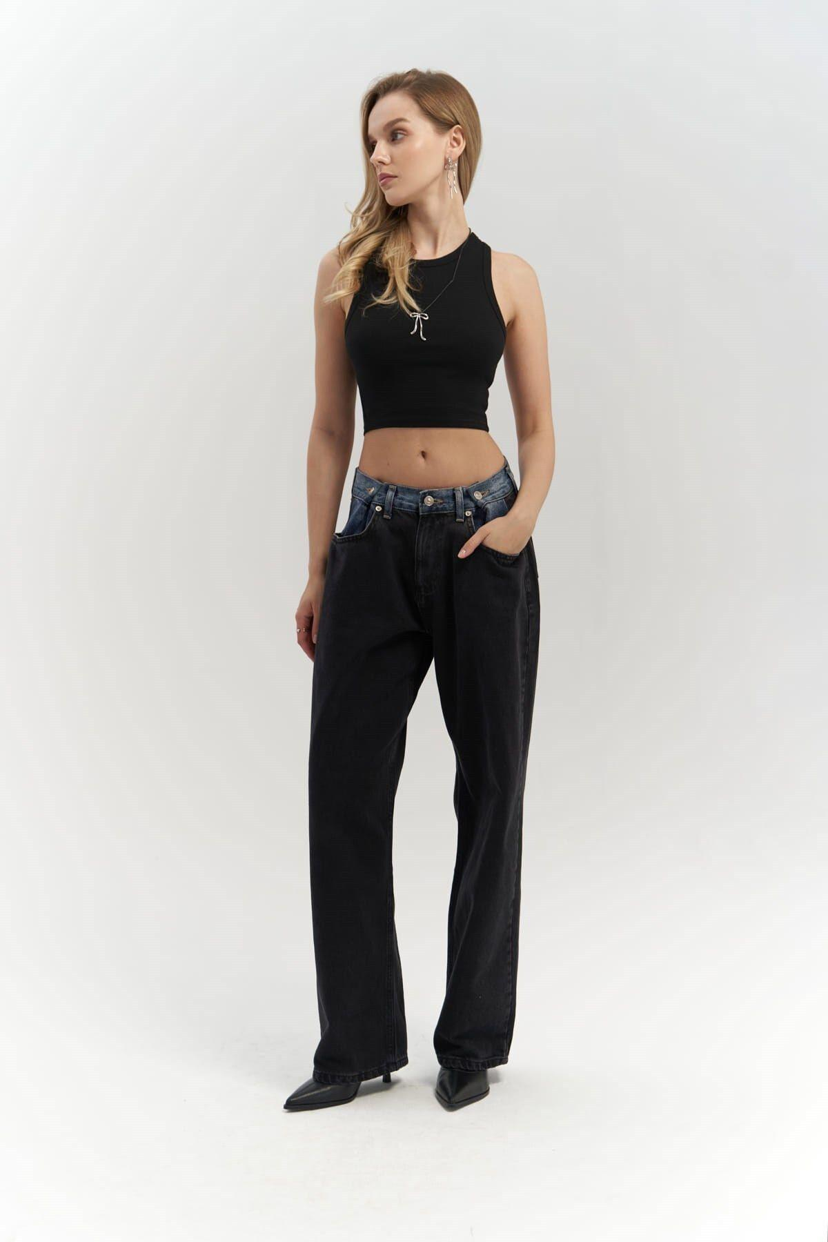 Fleur Ribbed Halterneck Black Crop