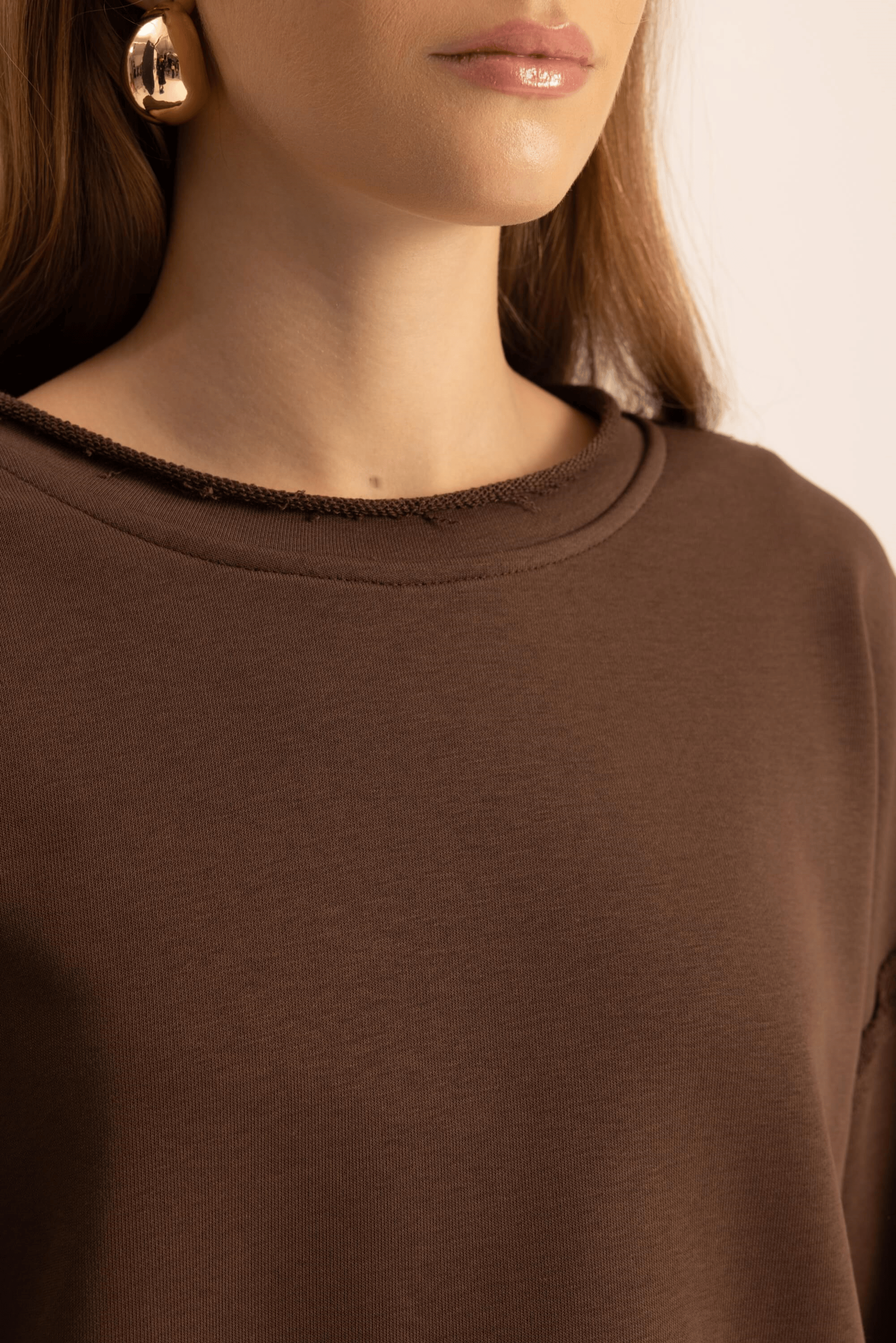 Flex Kahve Oversize T-Shirt Eşofman Takım