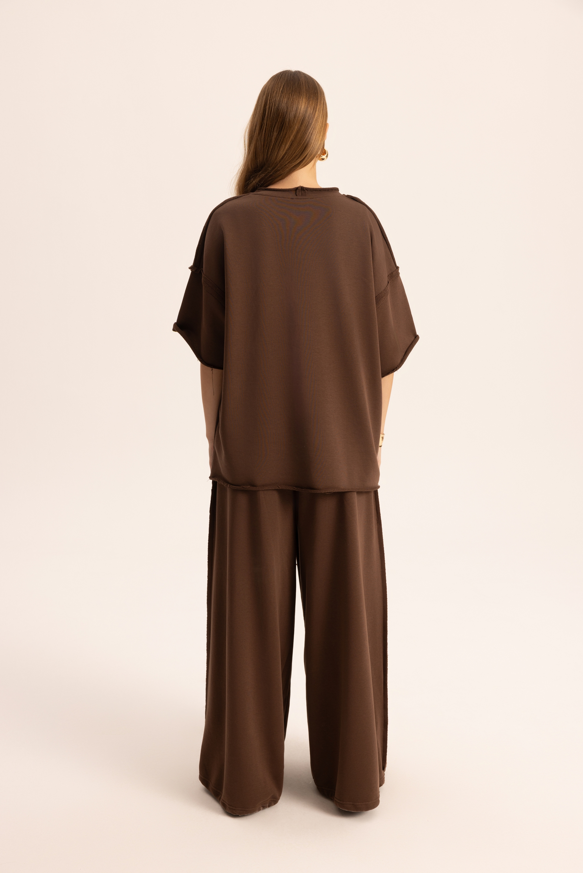 Flex Kahve Oversize T-Shirt Eşofman Takım
