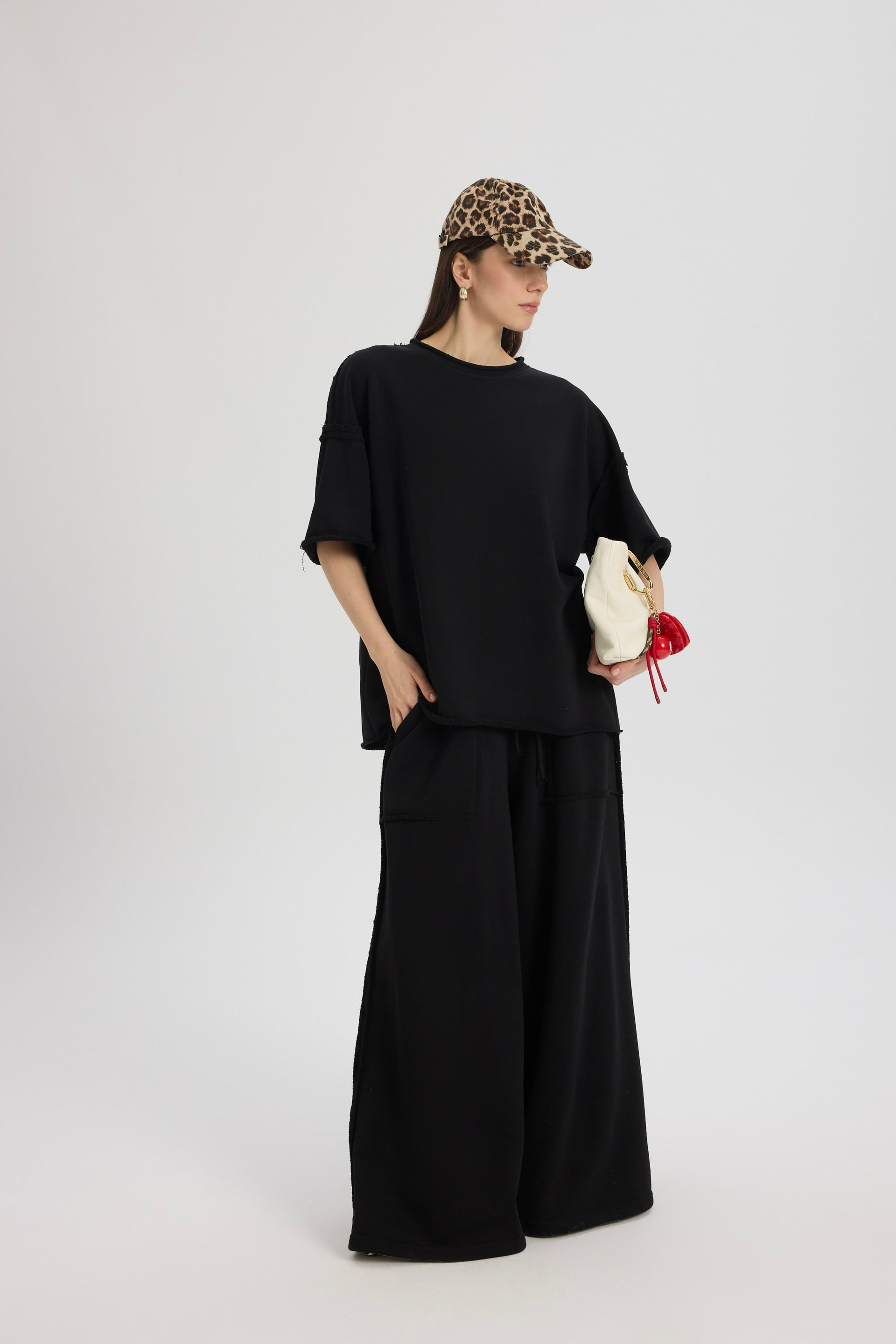 Flex Siyah Oversize T-Shirt Eşofman Takım