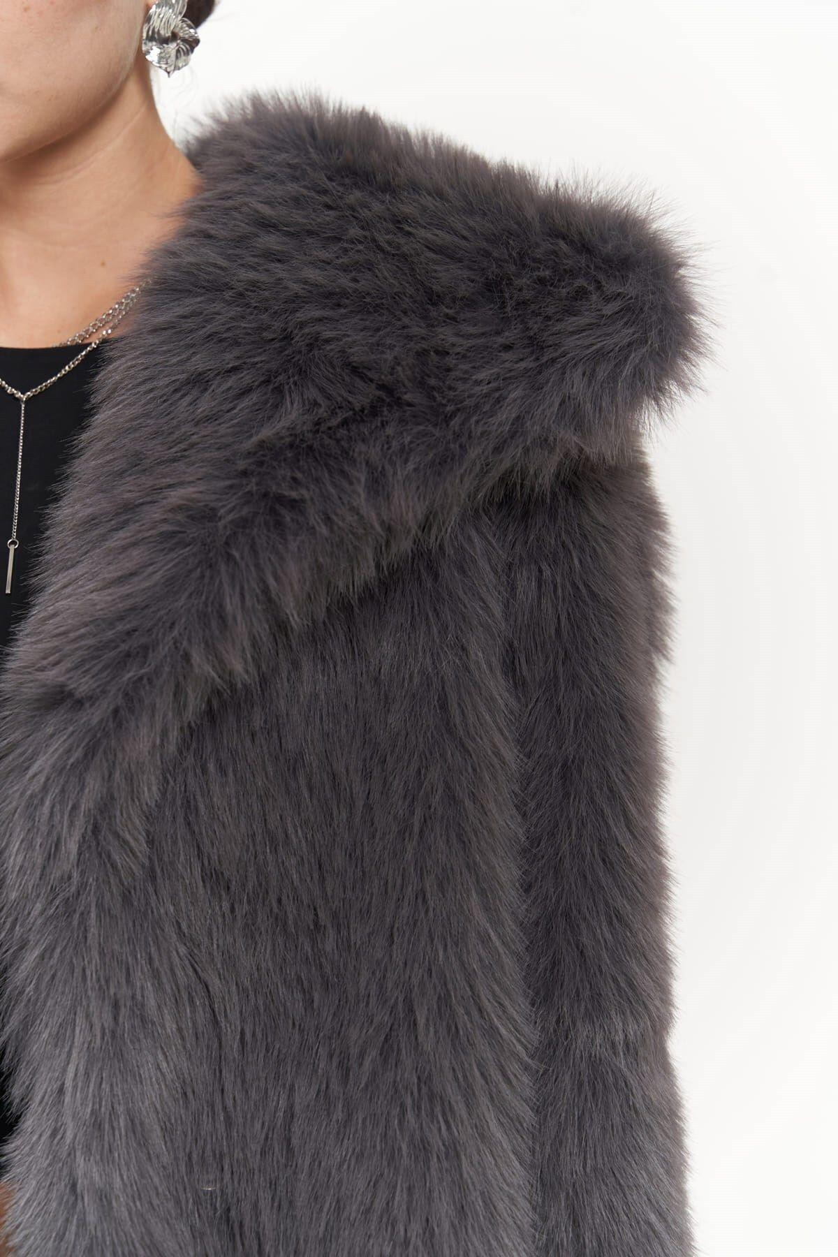 Francesko Anthracite Plush Coat