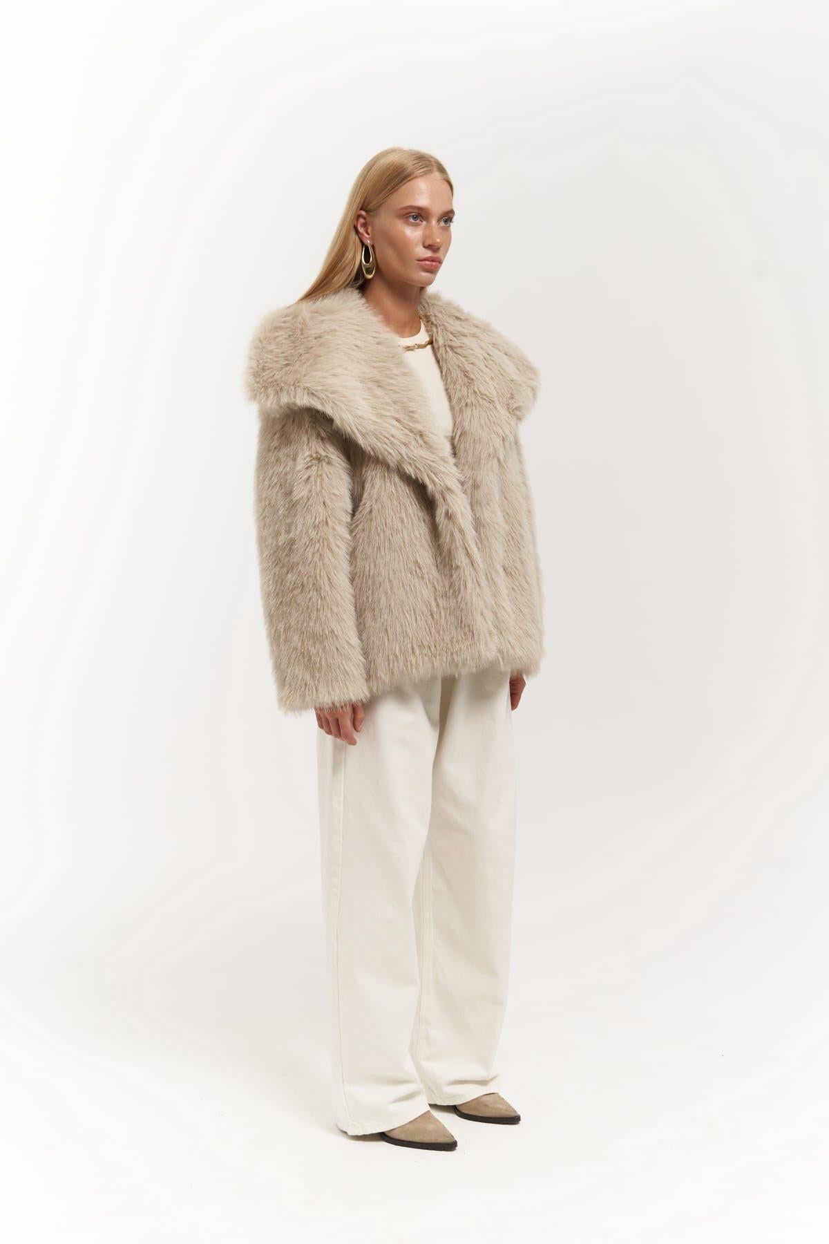Francesko Dark Beige Plush Coat