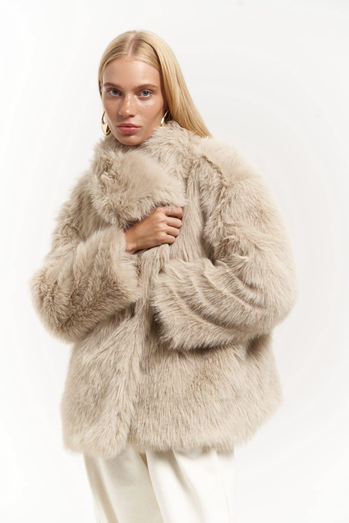 Francesko Dark Beige Plush Coat