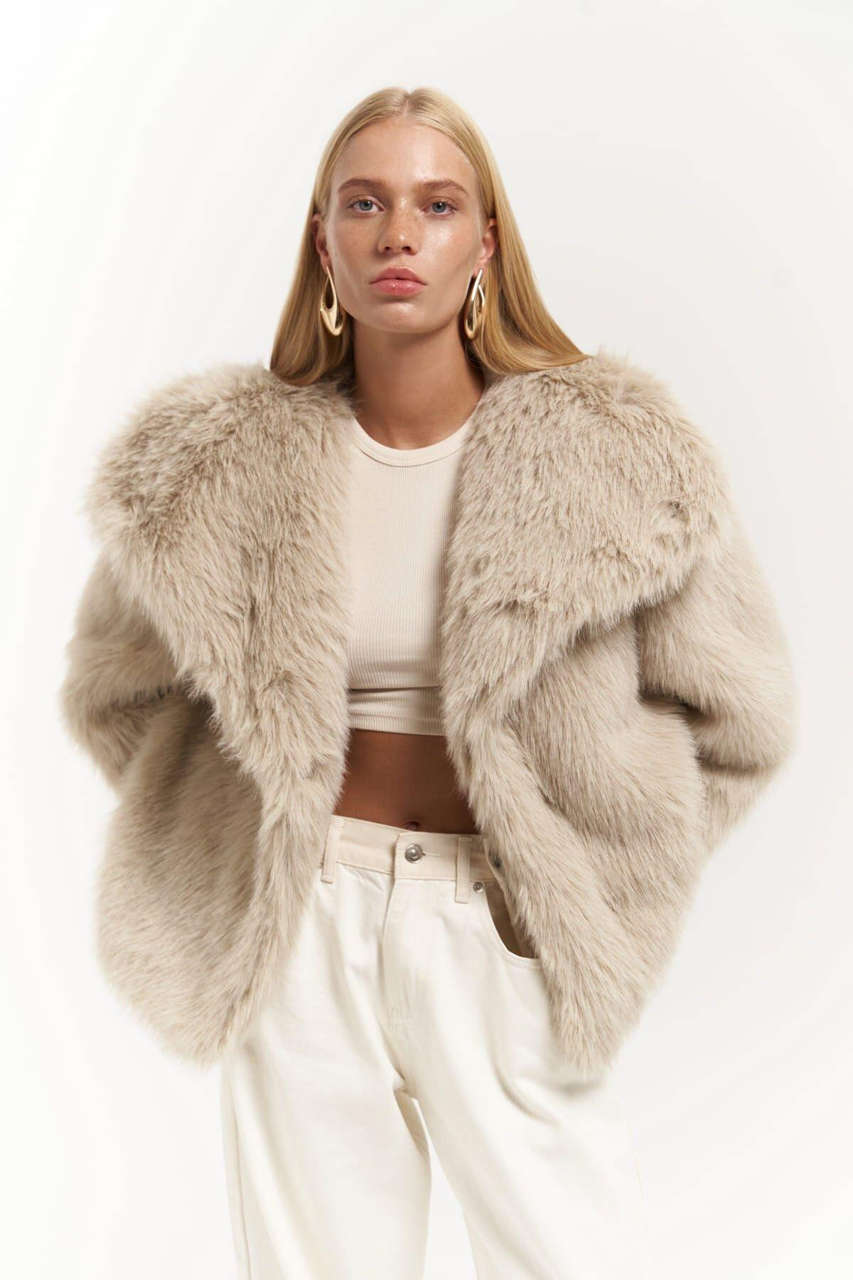 Francesko Dark Beige Plush Coat
