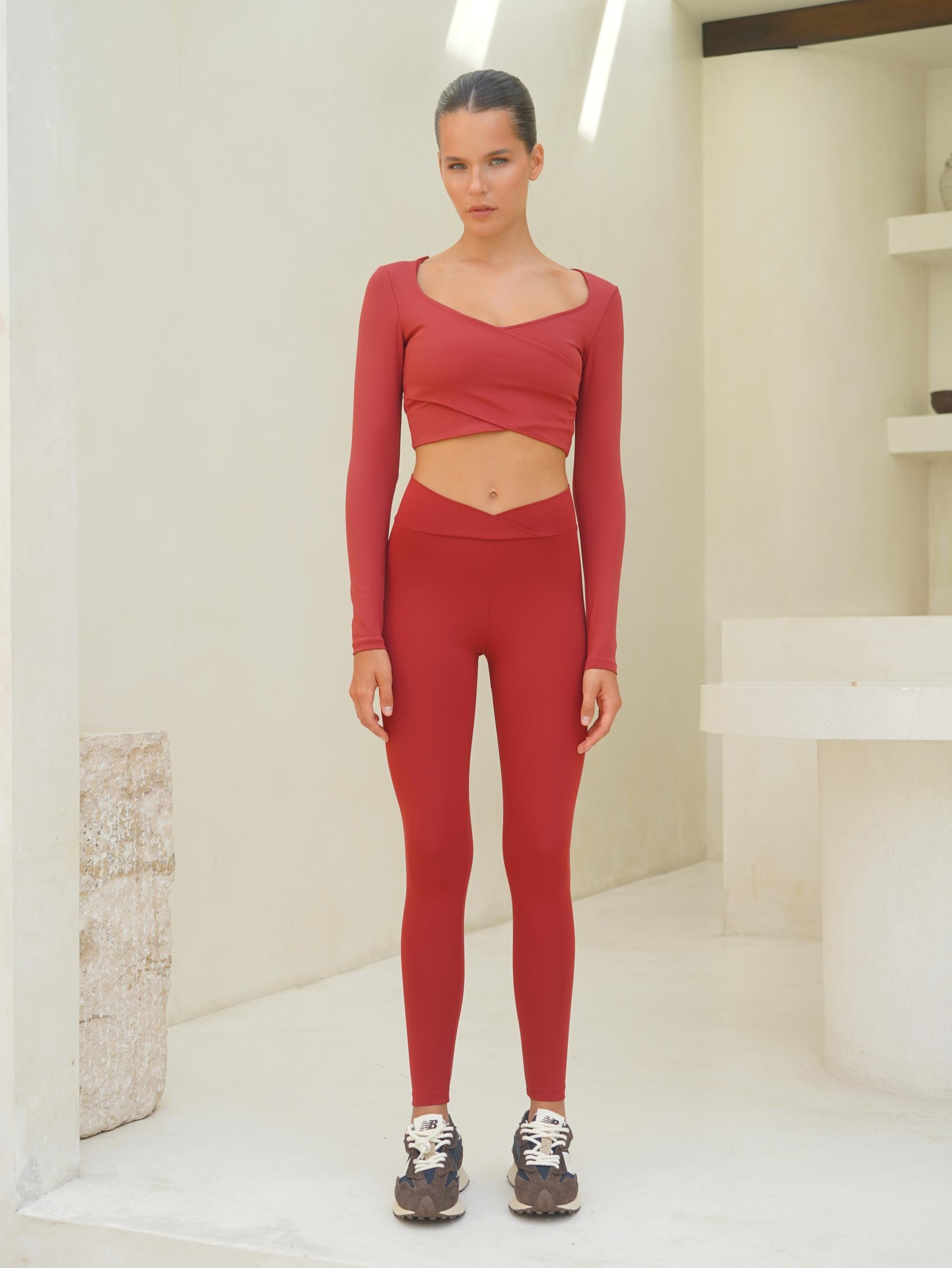 Gaia Çapraz Detay Uzun Bordo Tayt