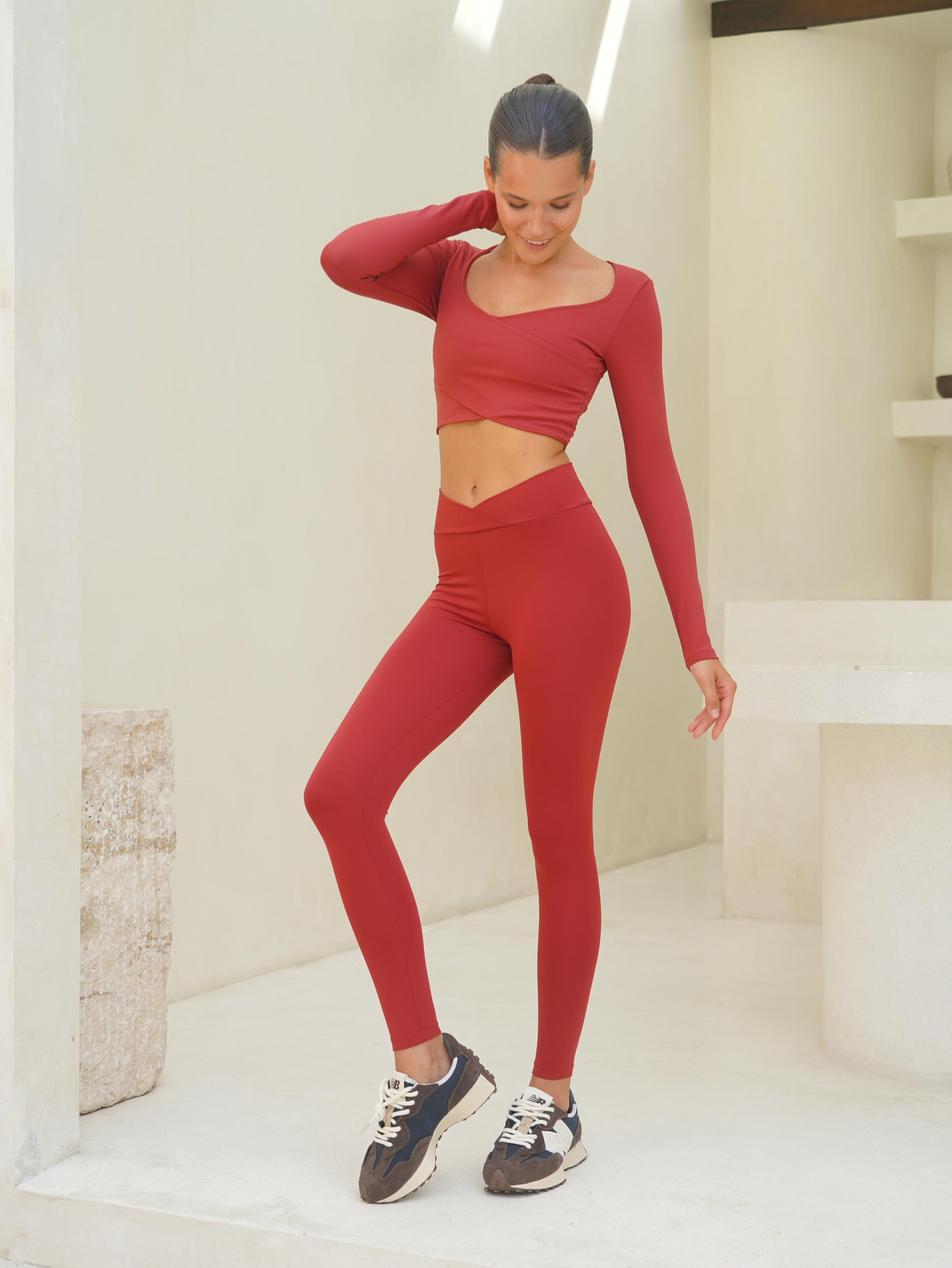 Gaia Çapraz Detay Uzun Bordo Tayt