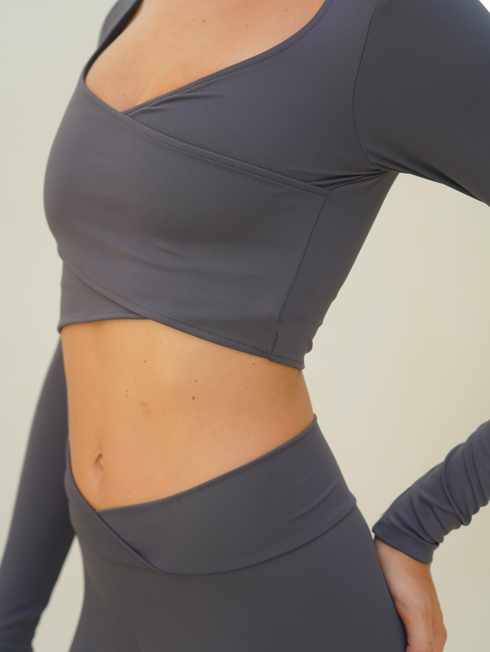 Gaia Uzun Kollu Çapraz Detay Antrasit Crop