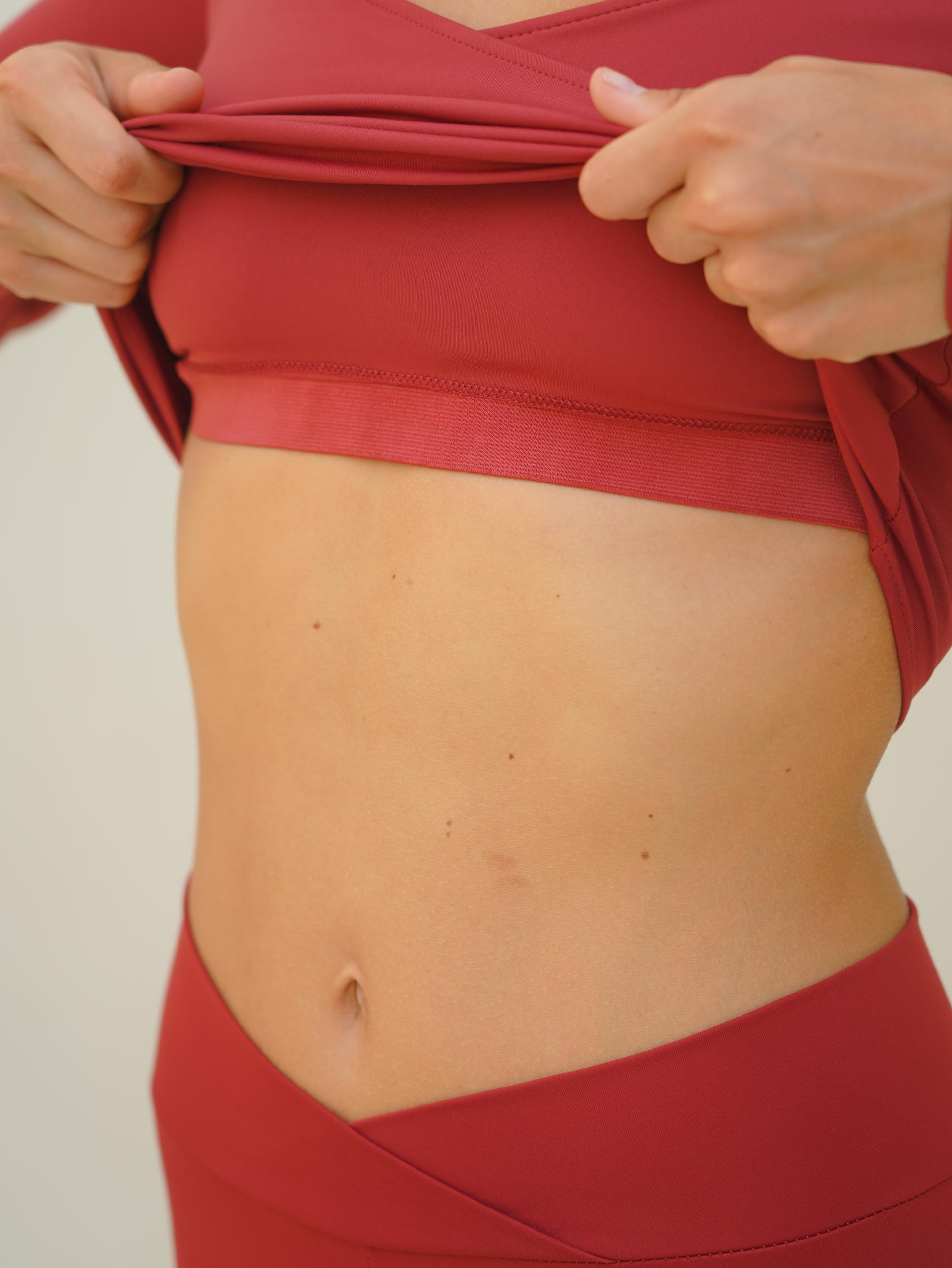 Gaia Uzun Kollu Çapraz Detay Bordo Crop