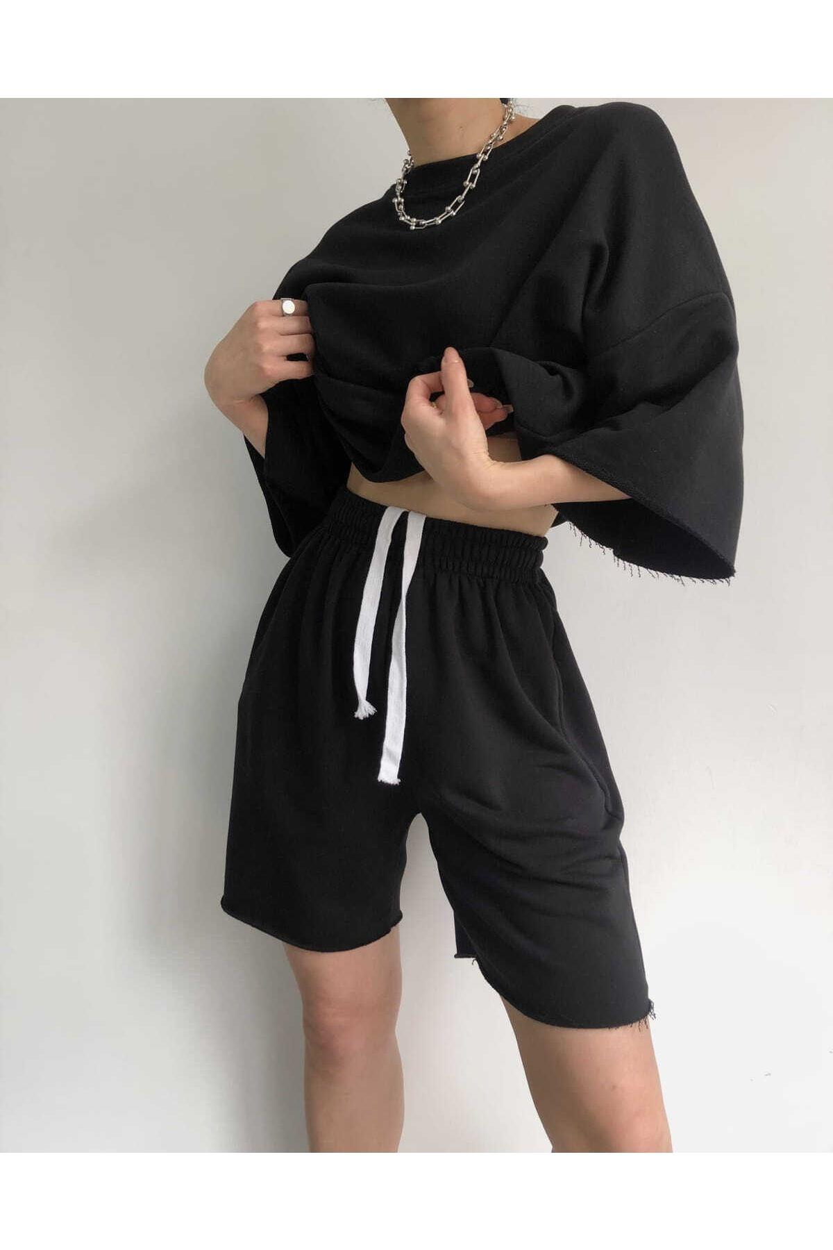 Gama Oversize Şort T-Shirt Takım Siyah