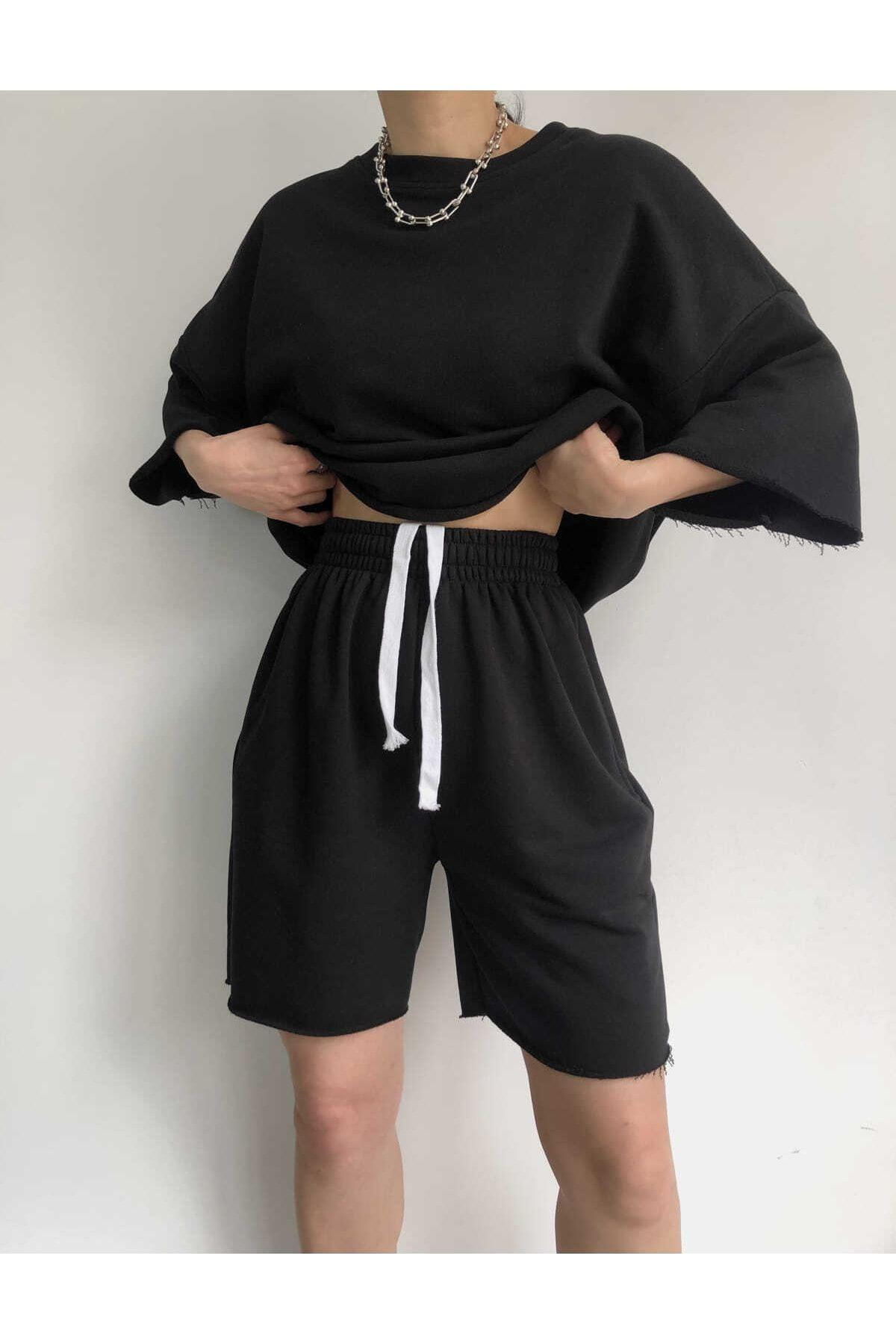 Gama Oversize Şort T-Shirt Takım Siyah