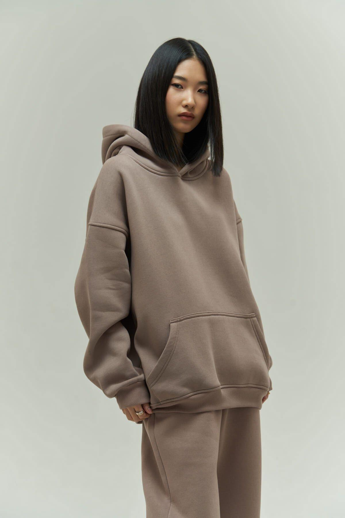 Mai Collection Gambol Taupe Gray Oversize Tracksuit