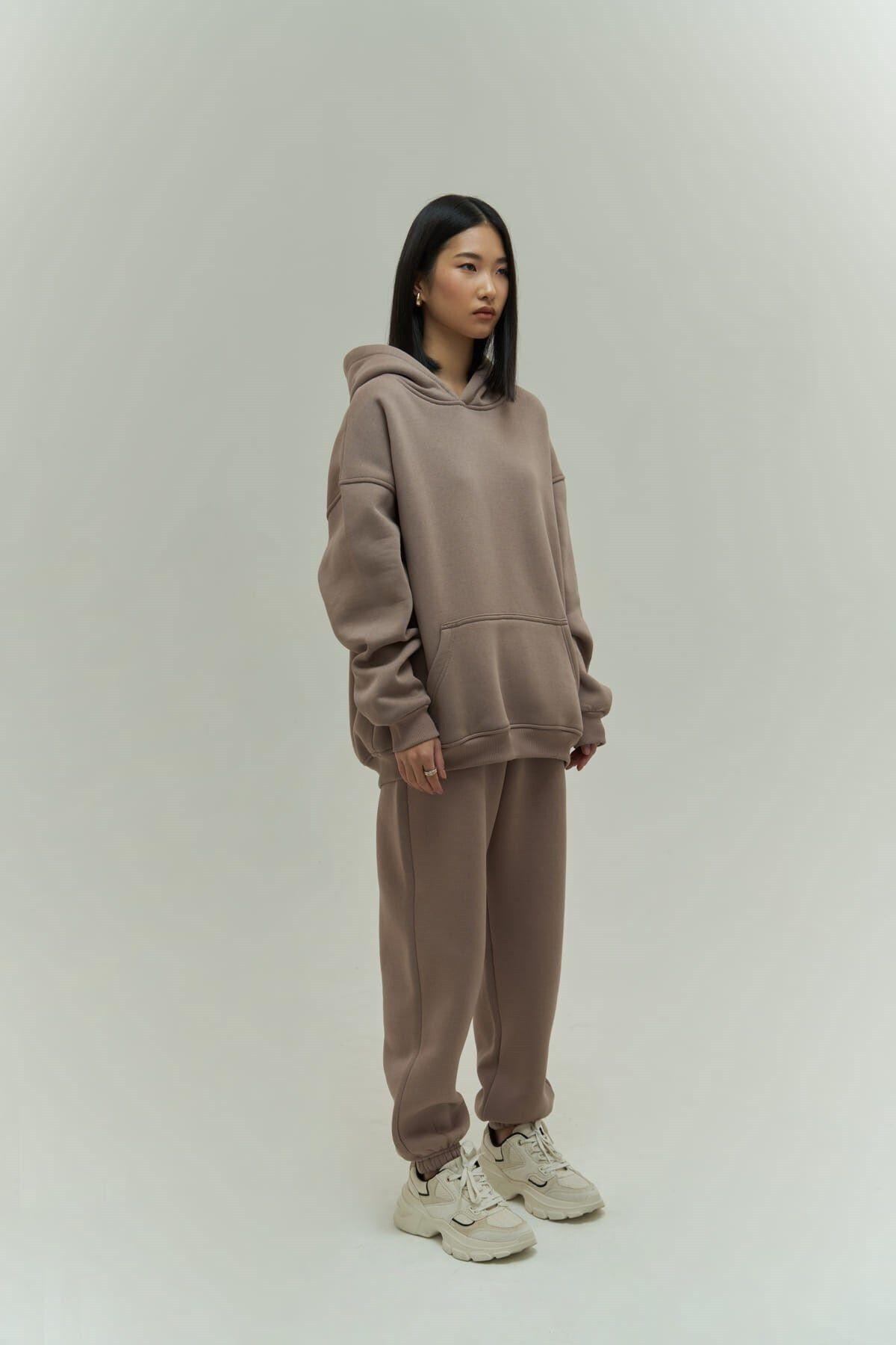 Mai Collection Gambol Taupe Gray Oversize Tracksuit