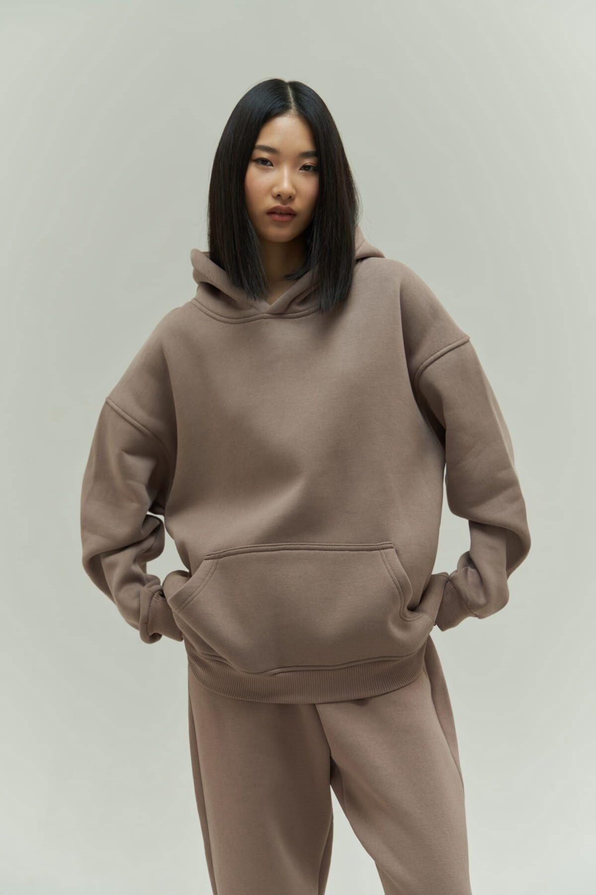 Mai Collection Gambol Taupe Gray Oversize Tracksuit
