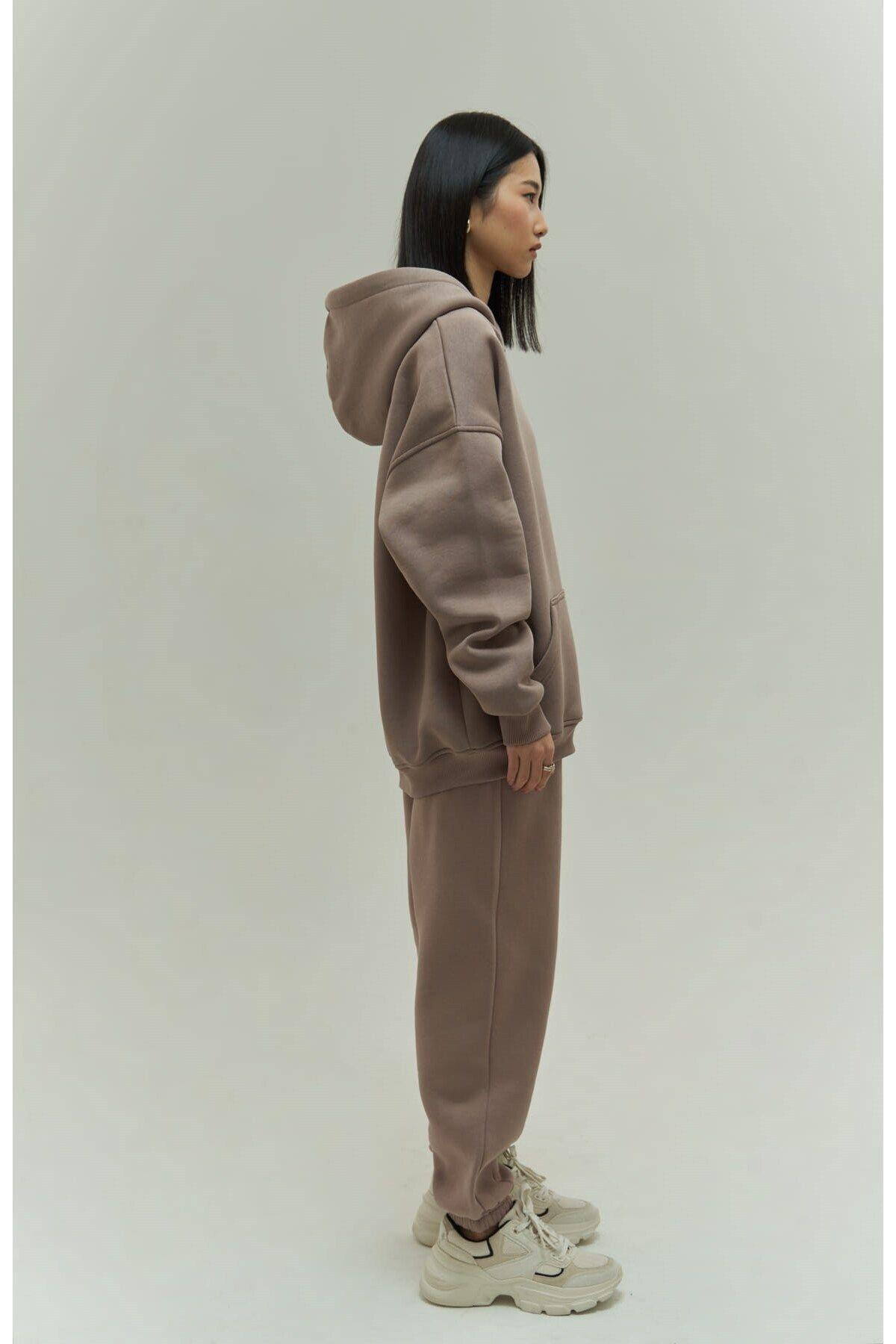 Mai Collection Gambol Taupe Gray Oversize Tracksuit