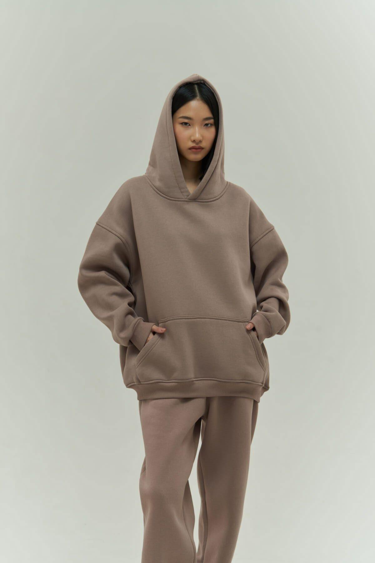 Mai Collection Gambol Taupe Gray Oversize Tracksuit