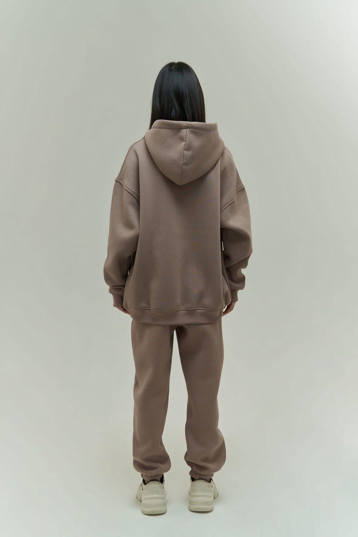 Mai Collection Gambol Taupe Gray Oversize Tracksuit