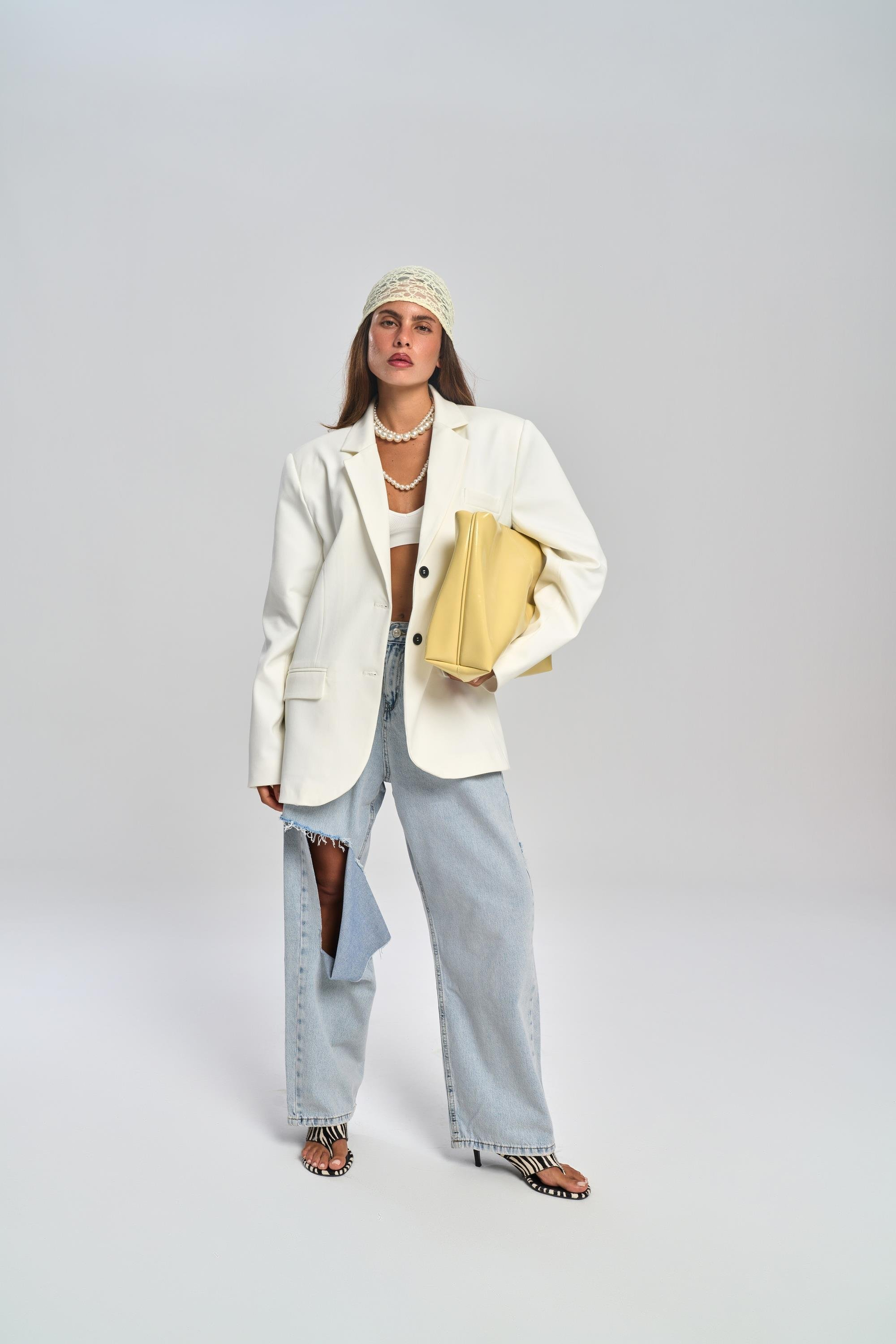 Garbo Ripped Detail Blue Jean Pants