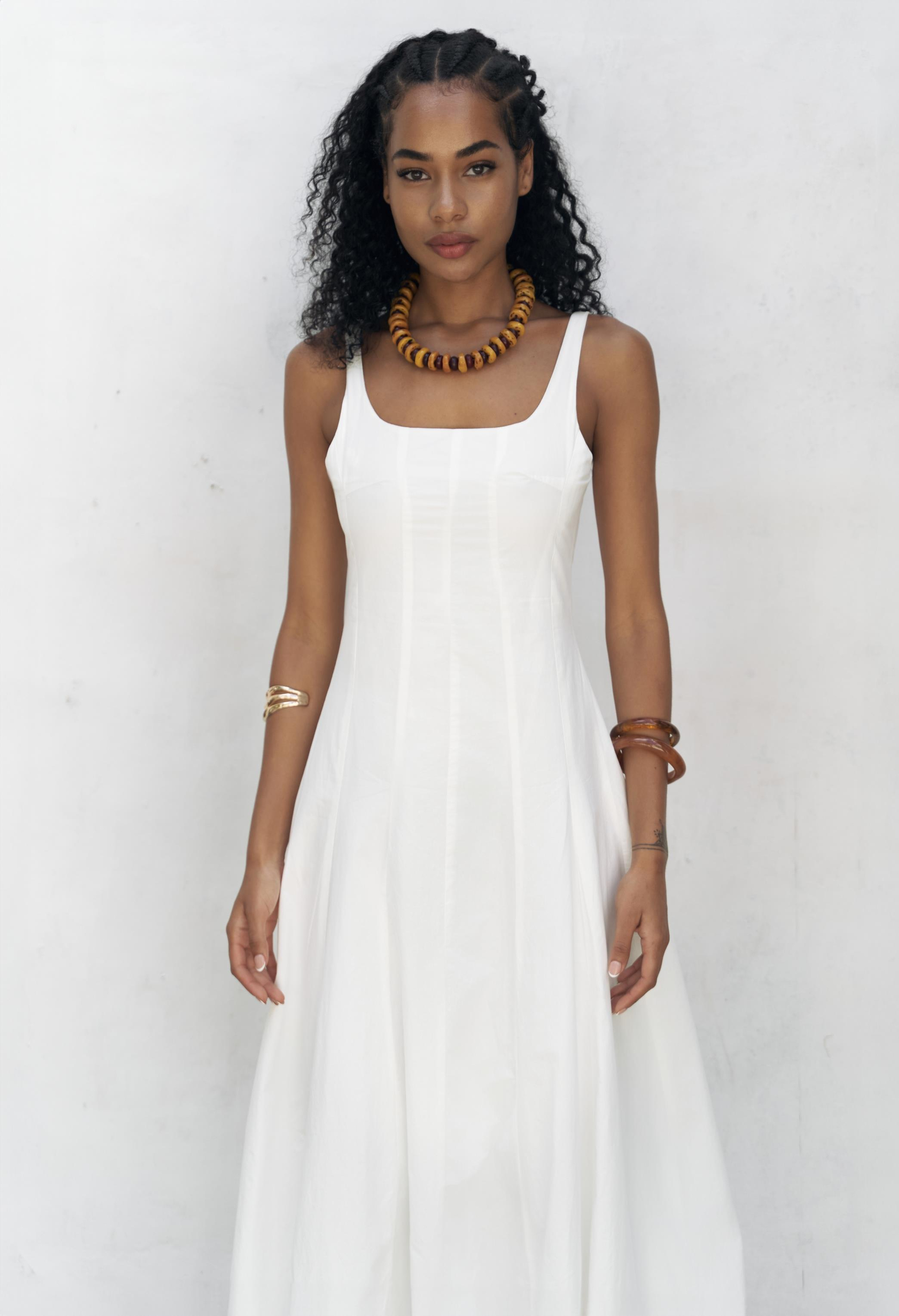 Garda Uzun Ekru Balon Elbise