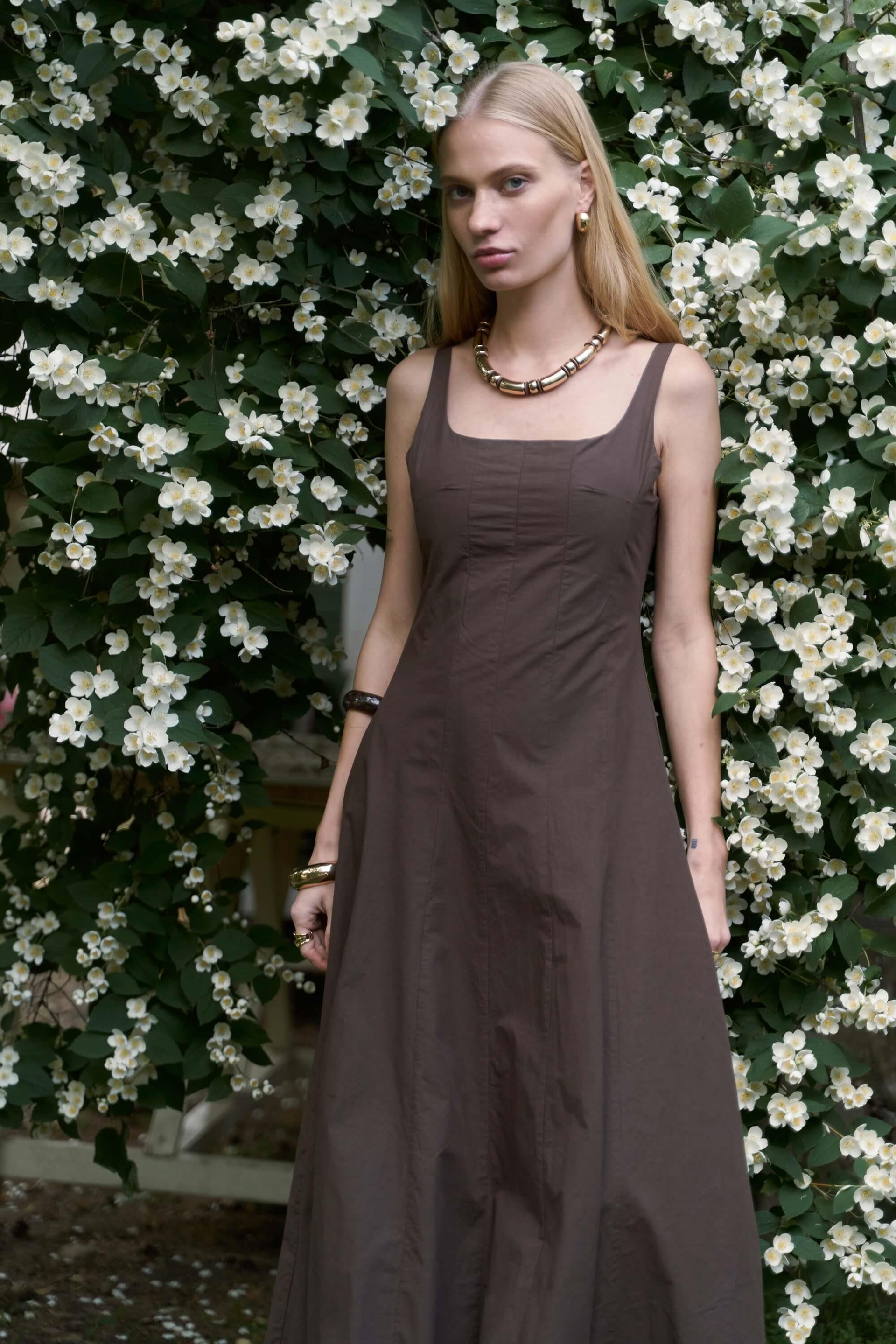 Garda Uzun Kahve Balon Elbise