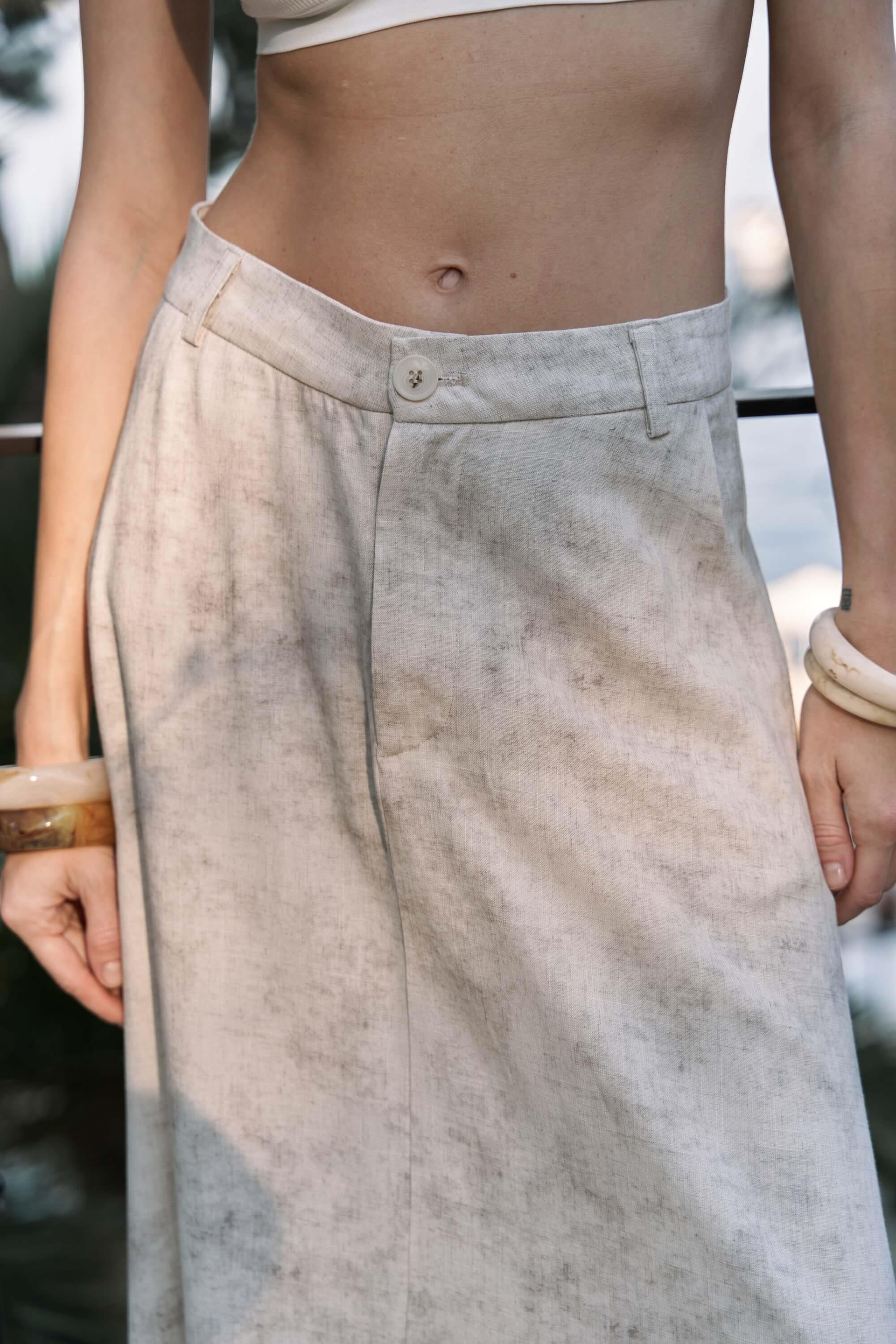 Garias Cepli Uzun Batik Desenli Bej Etek