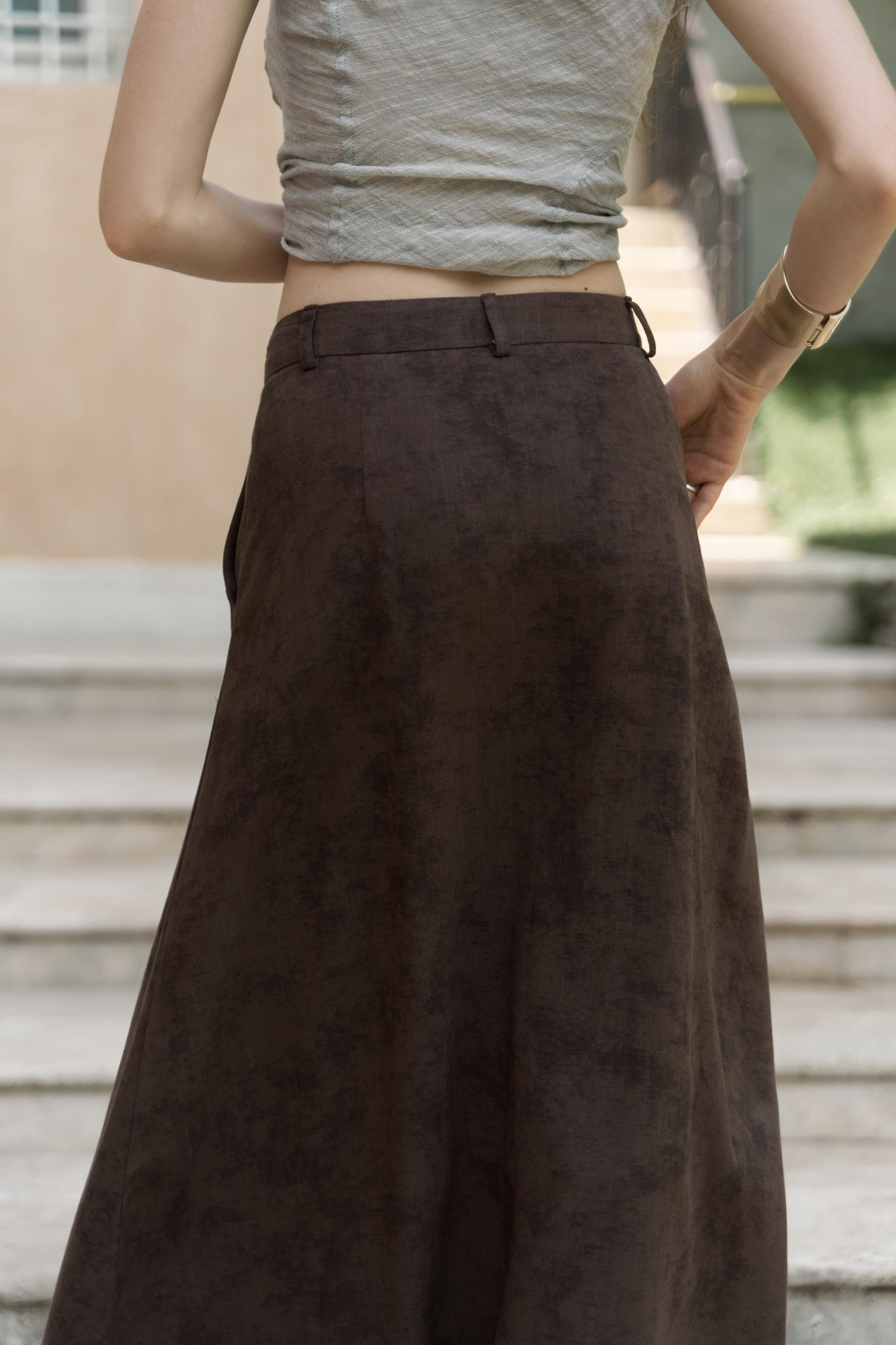 Garias Cepli Uzun Batik Desenli Kahve Etek