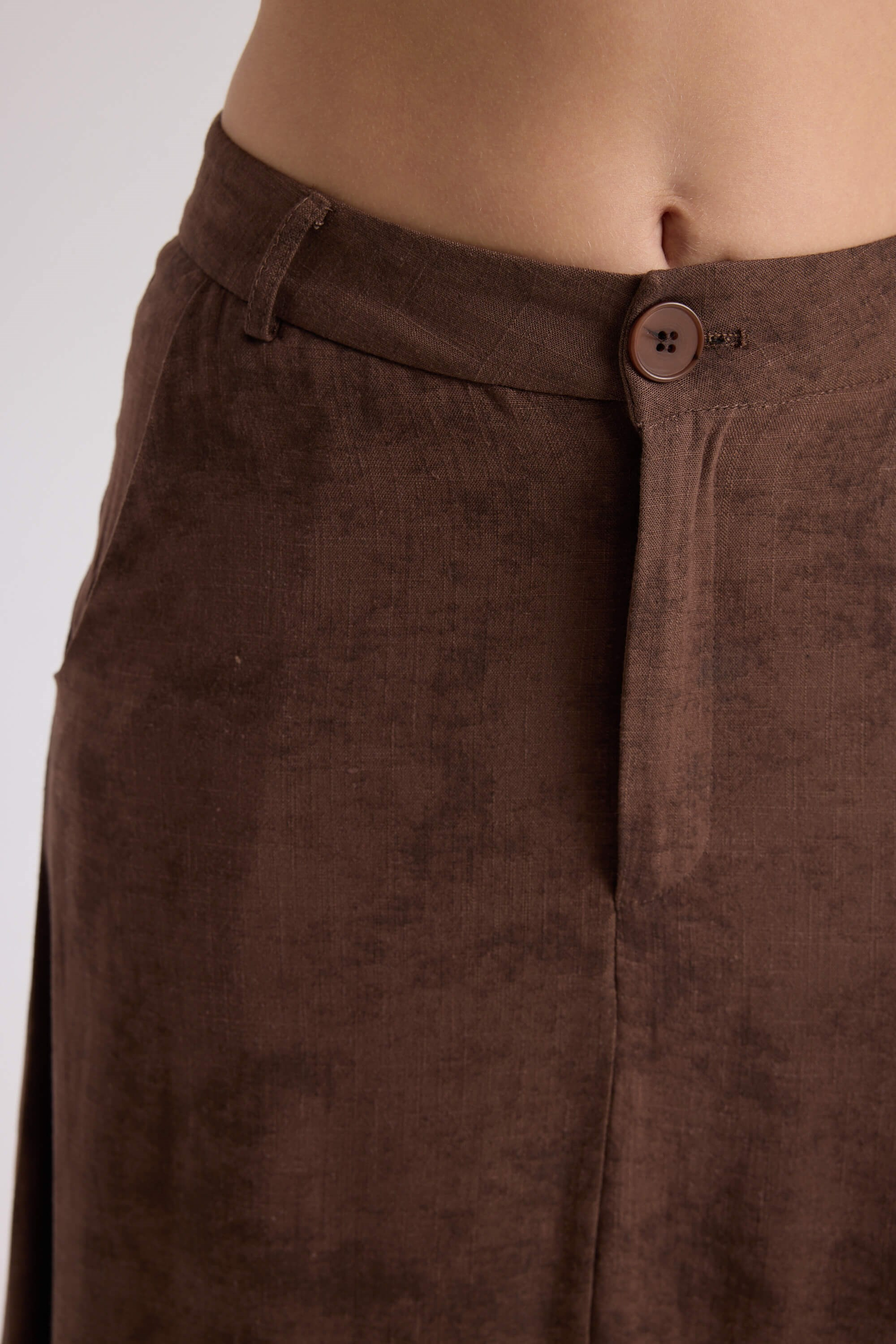 Garias Long With Pockets Tie-Dye Patterned Brown Skirt