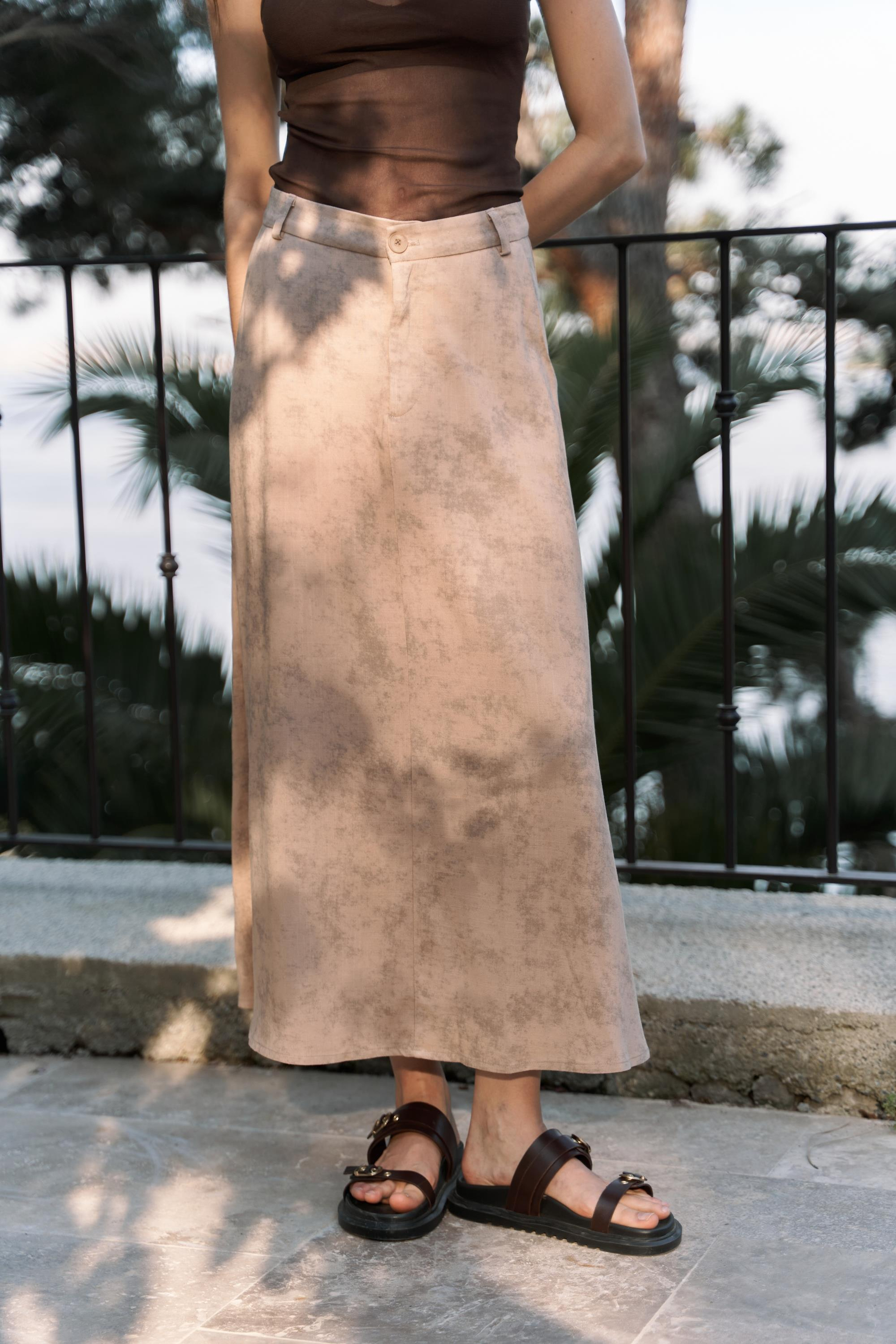 Garias Cepli Uzun Batik Desenli Vizon Etek