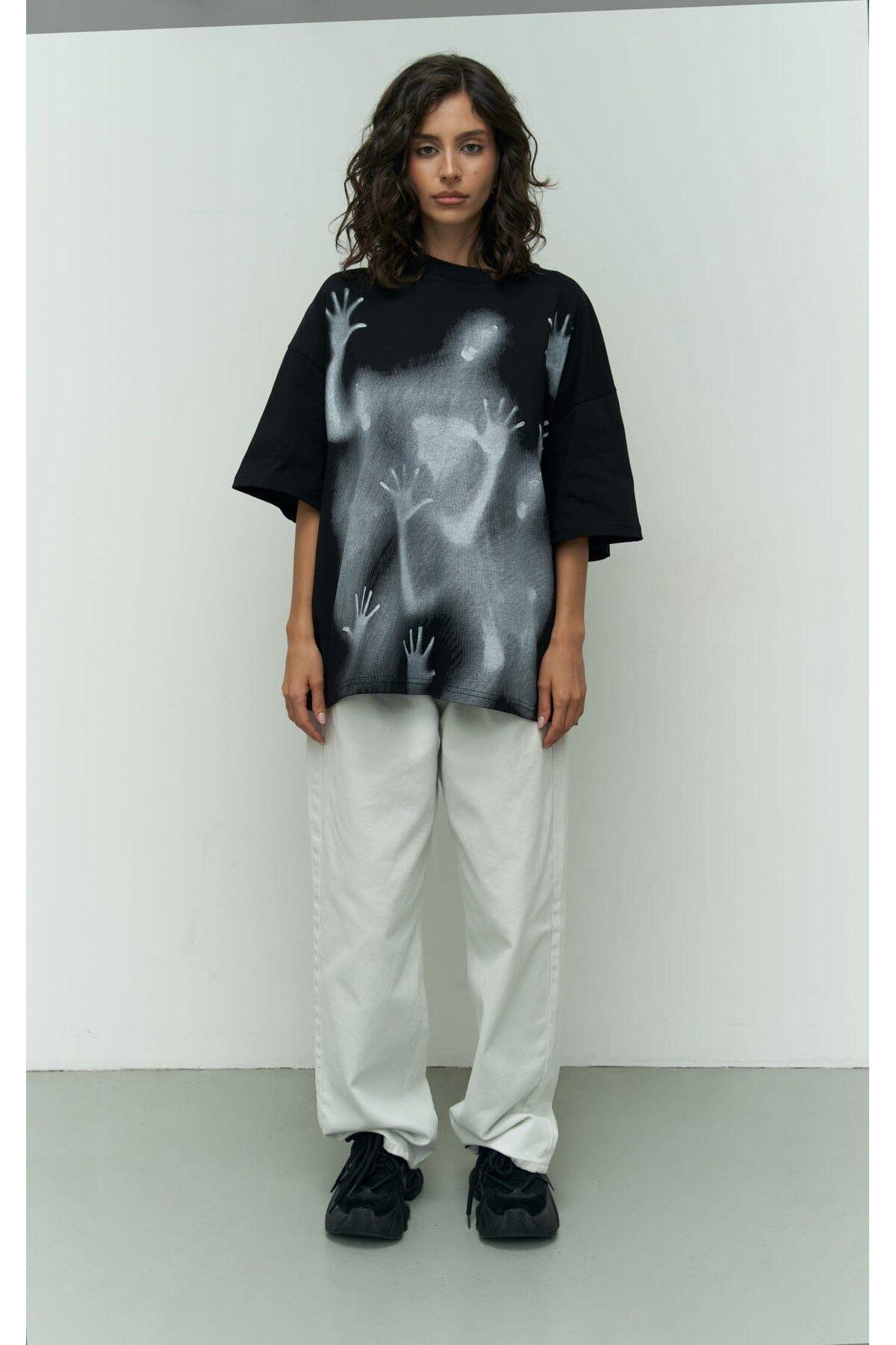 Ghost Siyah Oversize T-Shirt
