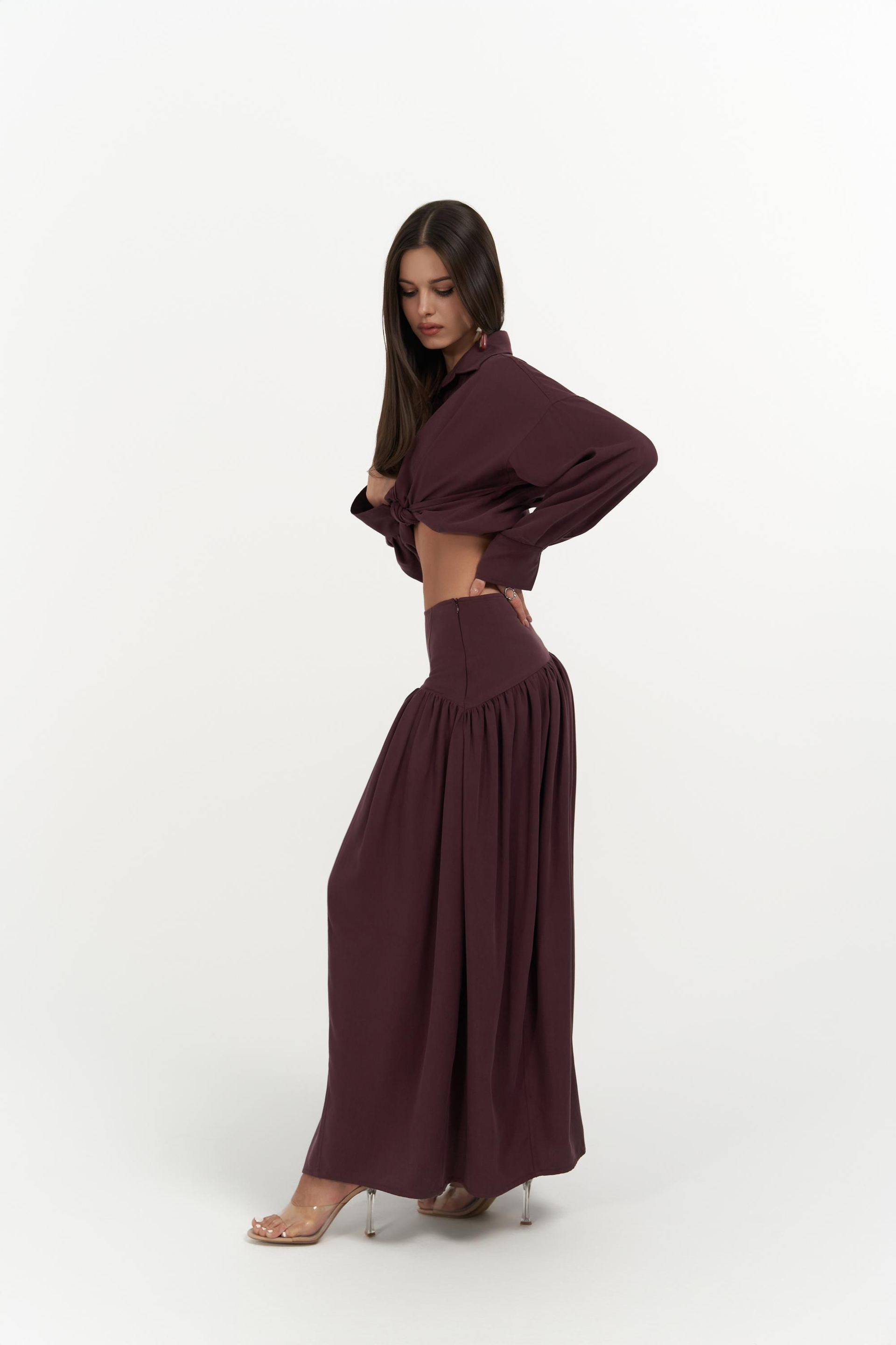 Ginevra Bordo Gömlek Etek Takım