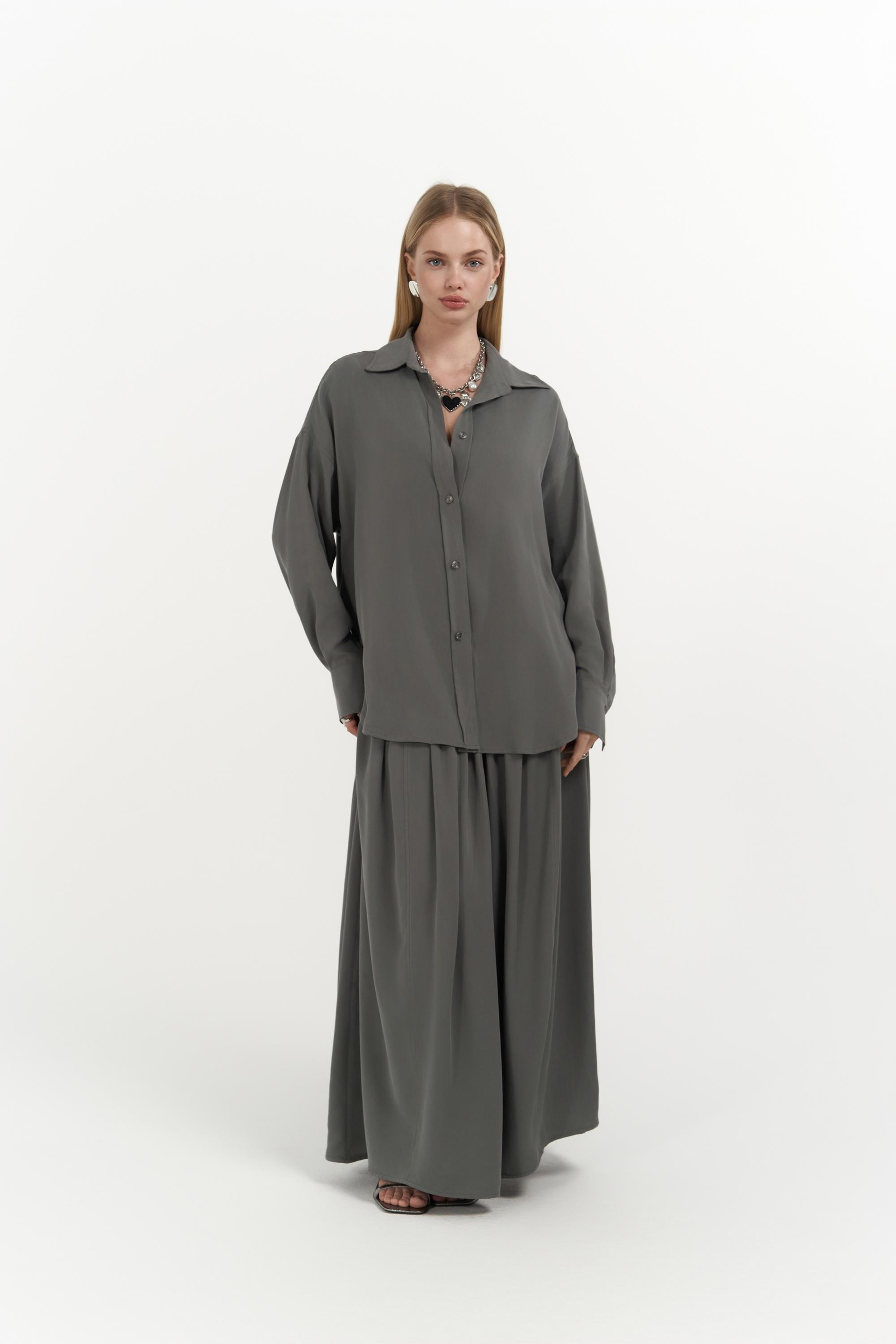 Ginevra Gri Gömlek Etek Takım