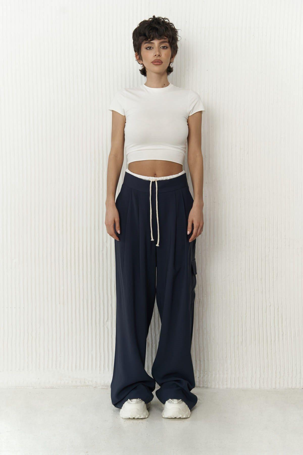 Gloria Dark Blue Trousers with Boxer Detail