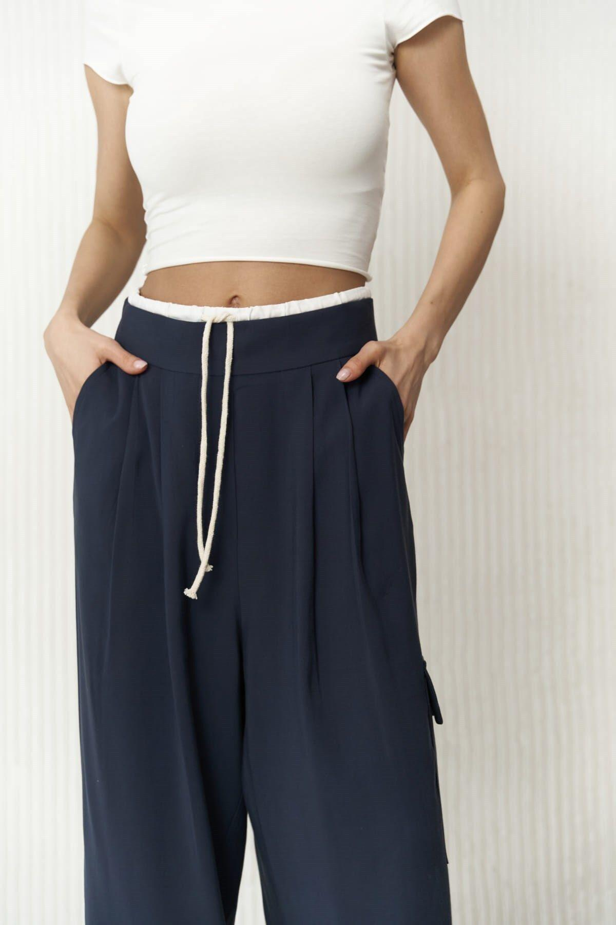 Gloria Dark Blue Trousers with Boxer Detail