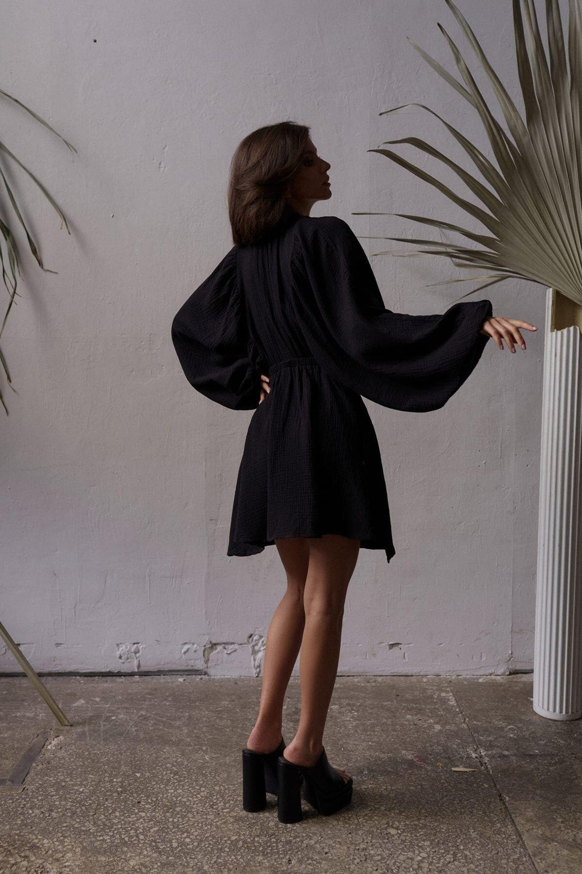 Bohemai Grace Black Muslin Dress