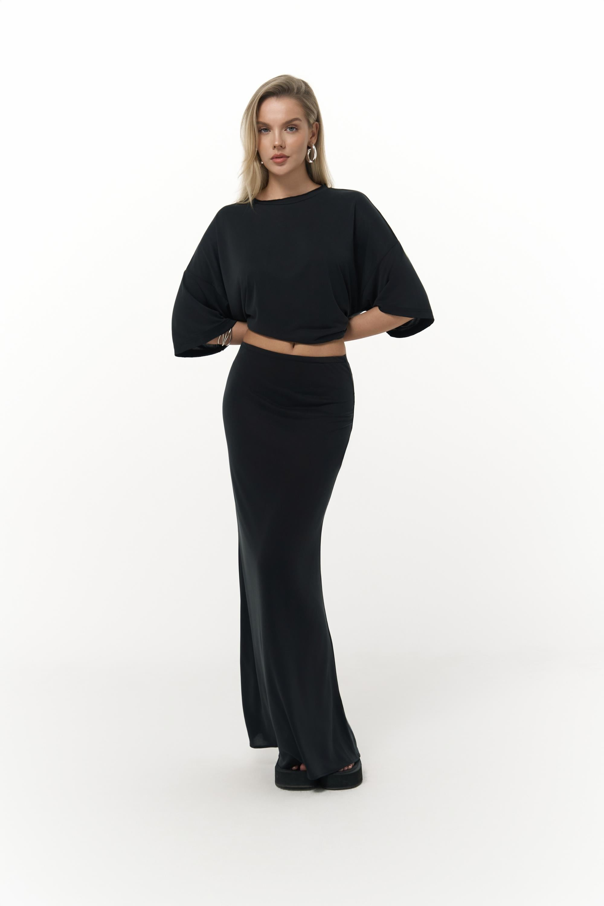 Grazia Siyah T-Shirt Etek Takım