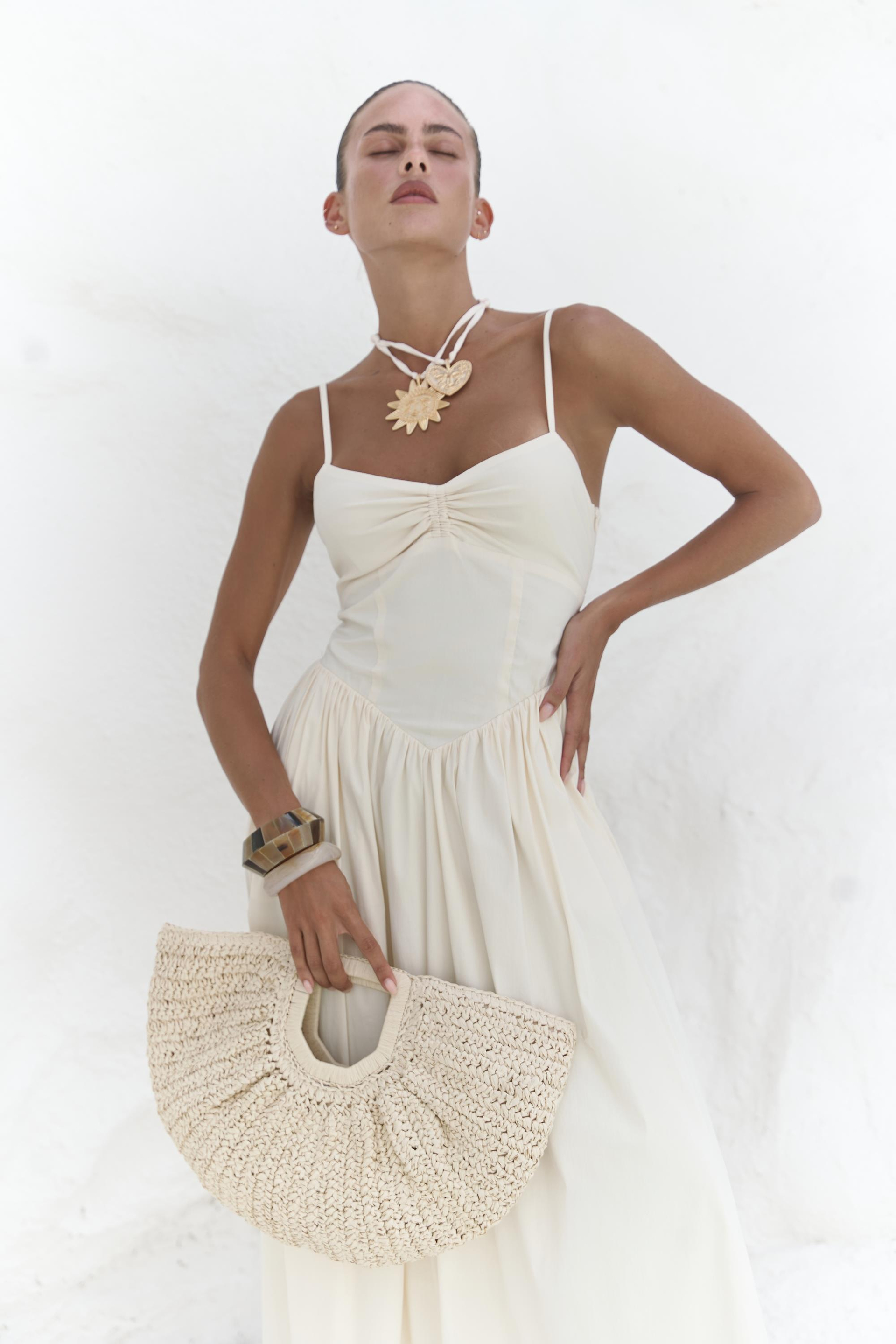 Hajar Askılı Sarı Uzun Elbise