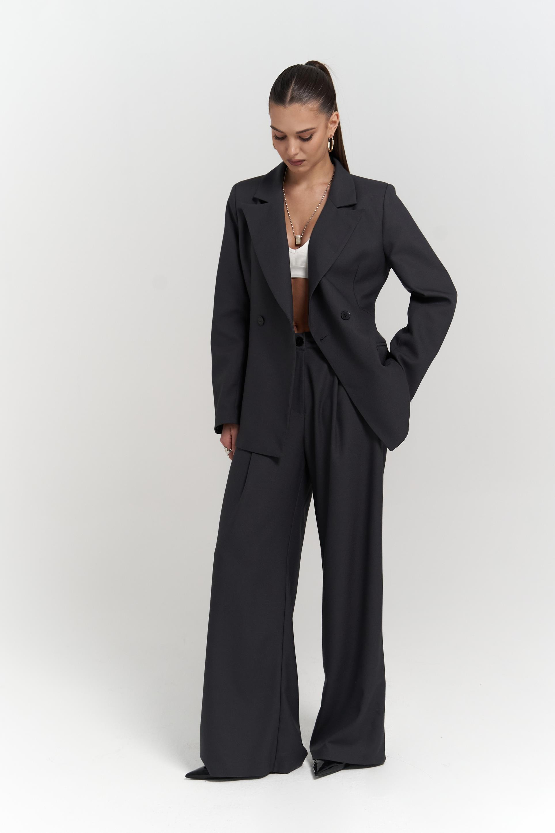 Halvyn Dar Kesim Blazer Antrasit Takım
