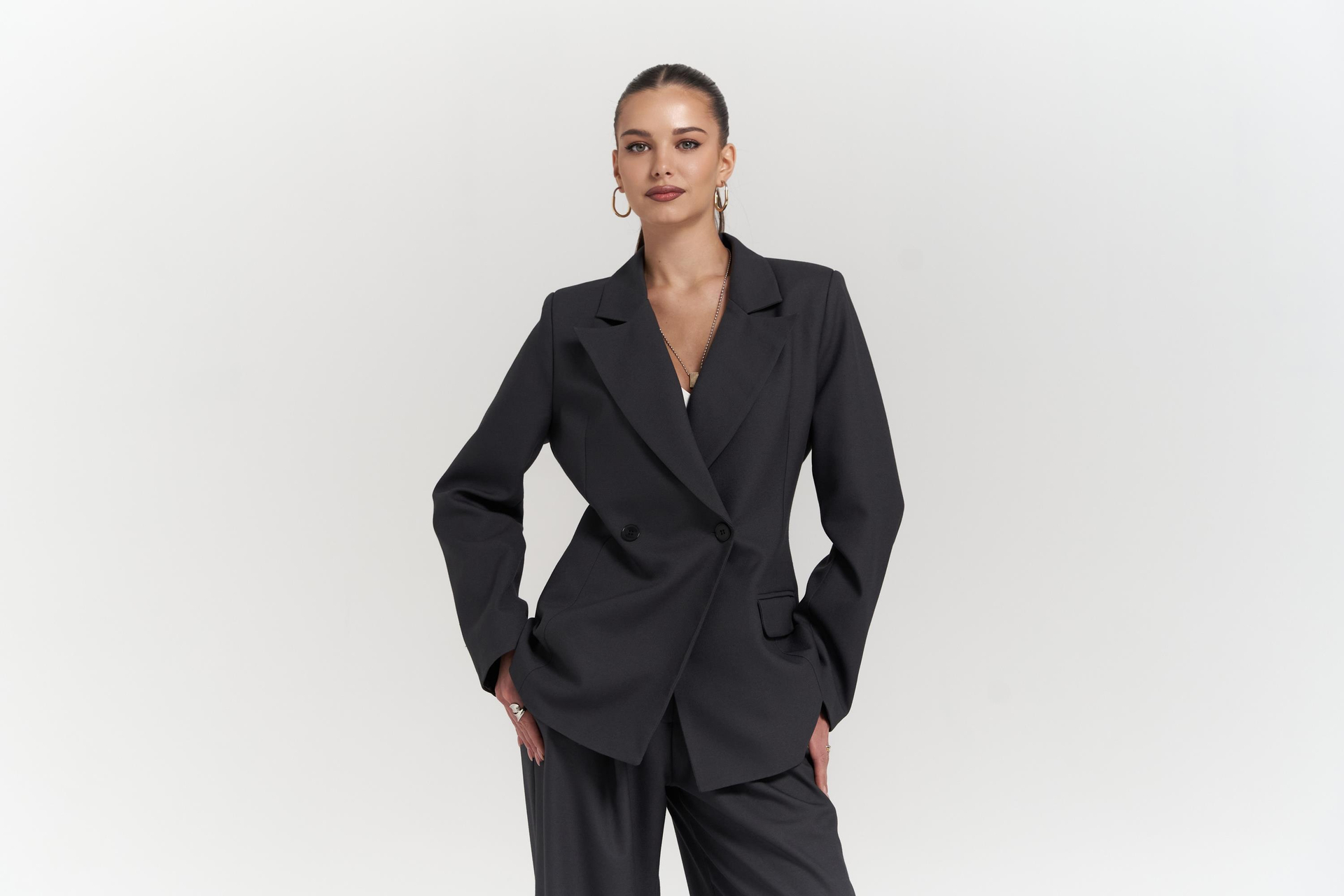 Halvyn Dar Kesim Blazer Antrasit Takım