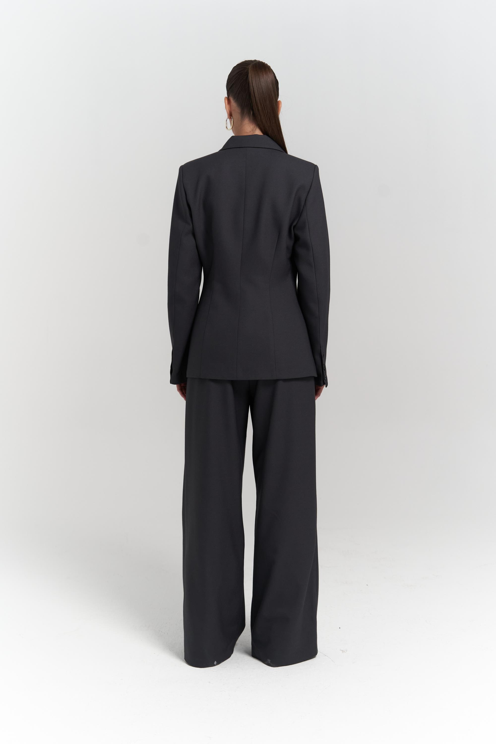 Halvyn Dar Kesim Blazer Antrasit Takım