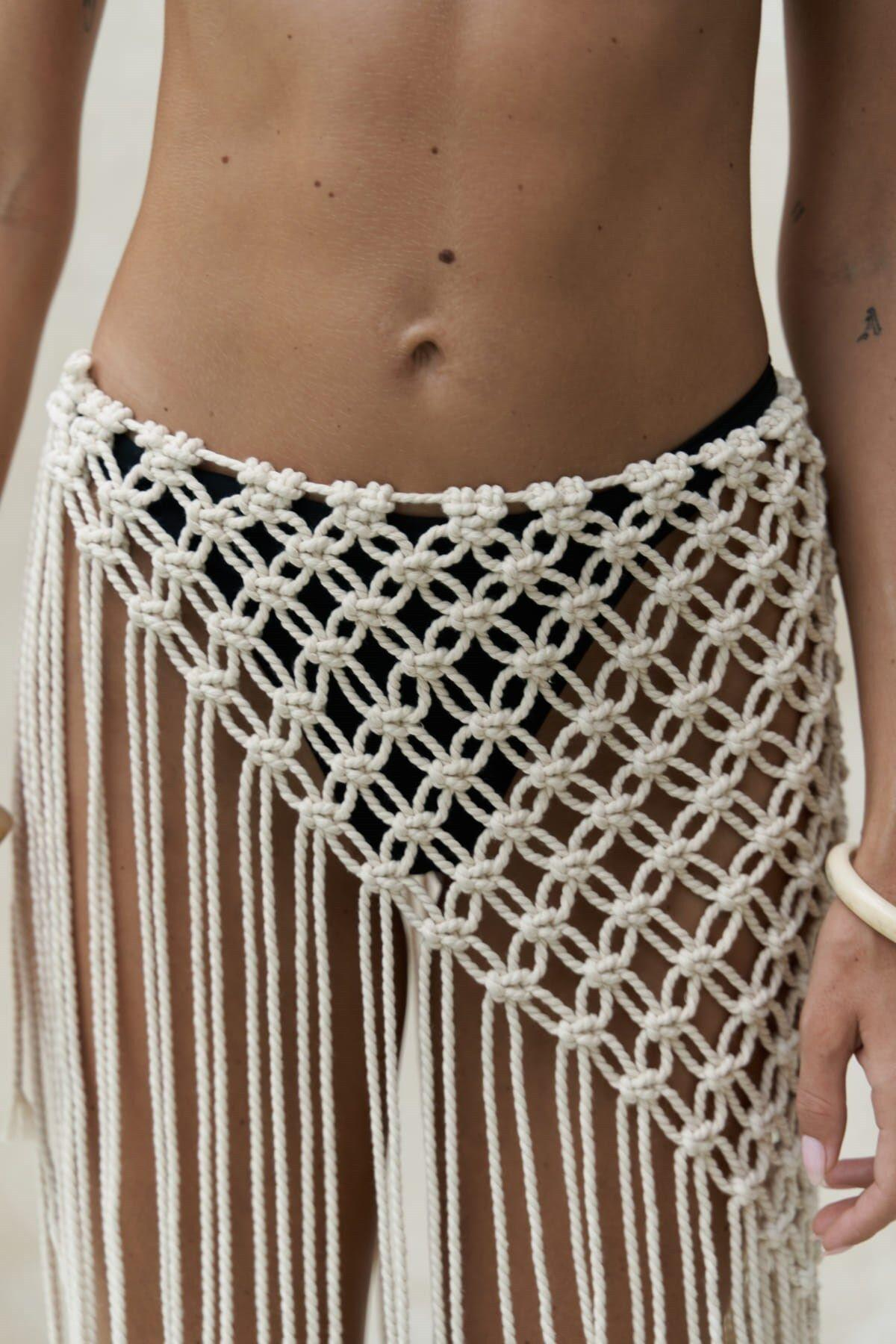 Hamper Beige Fishnet Skirt